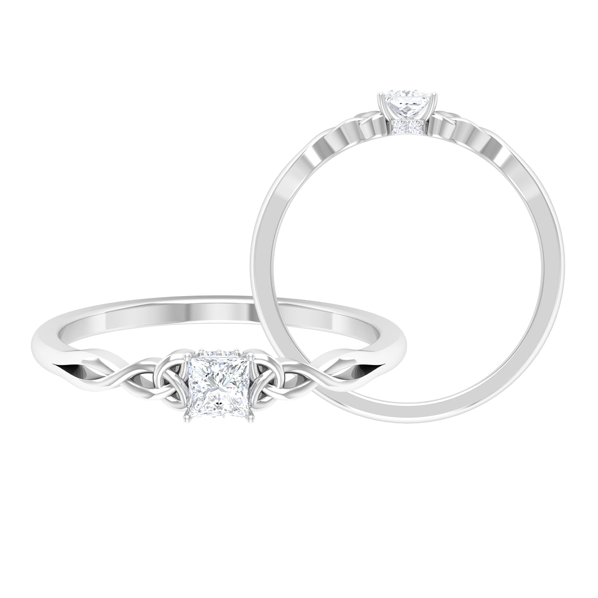 1/4 CT Princess Cut Diamond Solitaire Promise Ring for Women - April Birthstone Ring in 14K Solid Gold - Perfect for Engagements, Anniversaries & Special Occasions