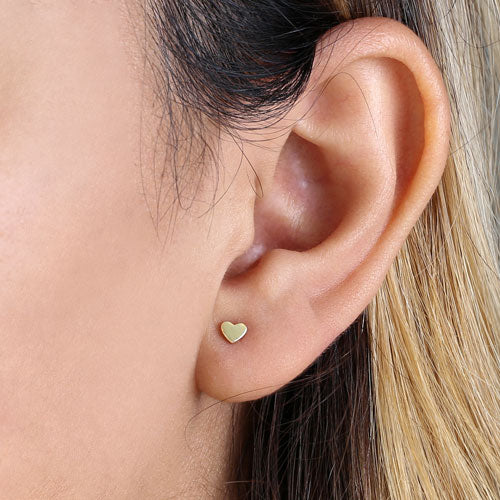 14K Yellow Gold Tiny Heart Stud Earrings for Women - Dainty & Elegant Jewelry Gift for Her - Perfect for Valentine's Day, Anniversary & Everyday Wear