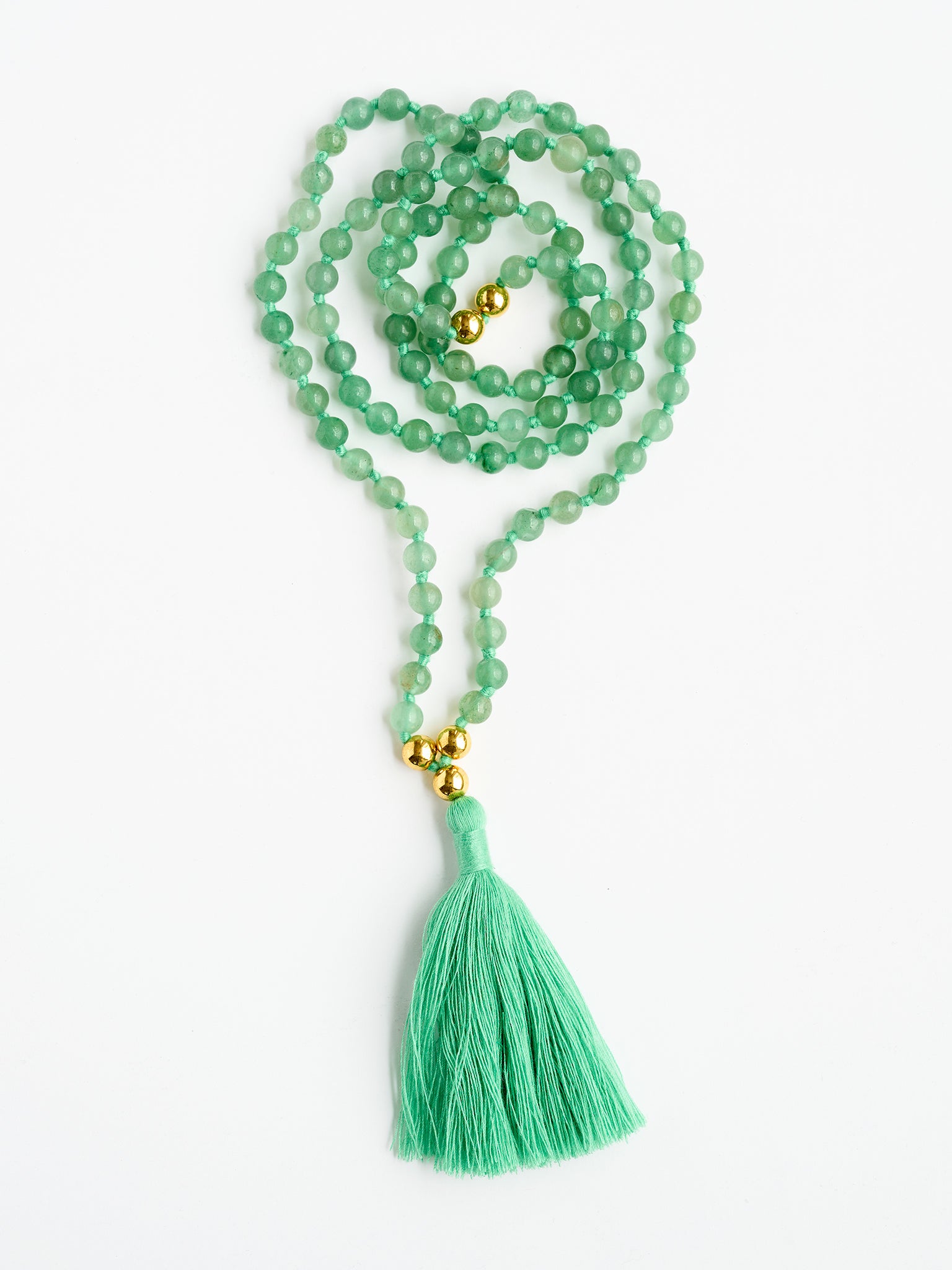 Green Aventurine Mala Bead Necklace - 108 Meditation Prayer Beads for Yoga, Mindfulness & Spiritual Healing