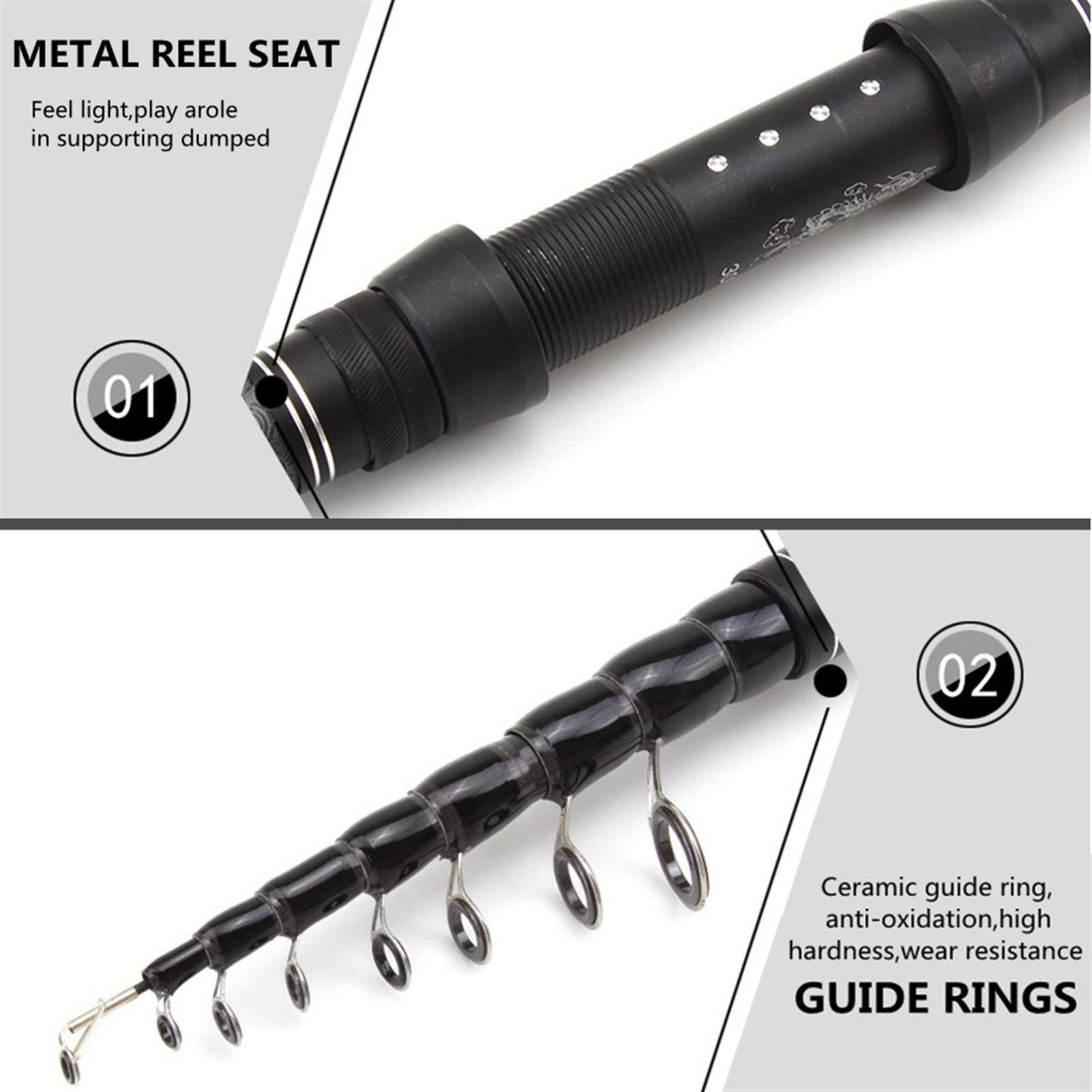 ZYHYD Telescopic Fishing Rod 1.8m-3.0m Carbon Fiber Ultra-Short Travel Rod for Carp Trout Bait Fishing | Portable Spinning Rod for Long Casting | Perfect for Backpacking Camping and Shore Fishing