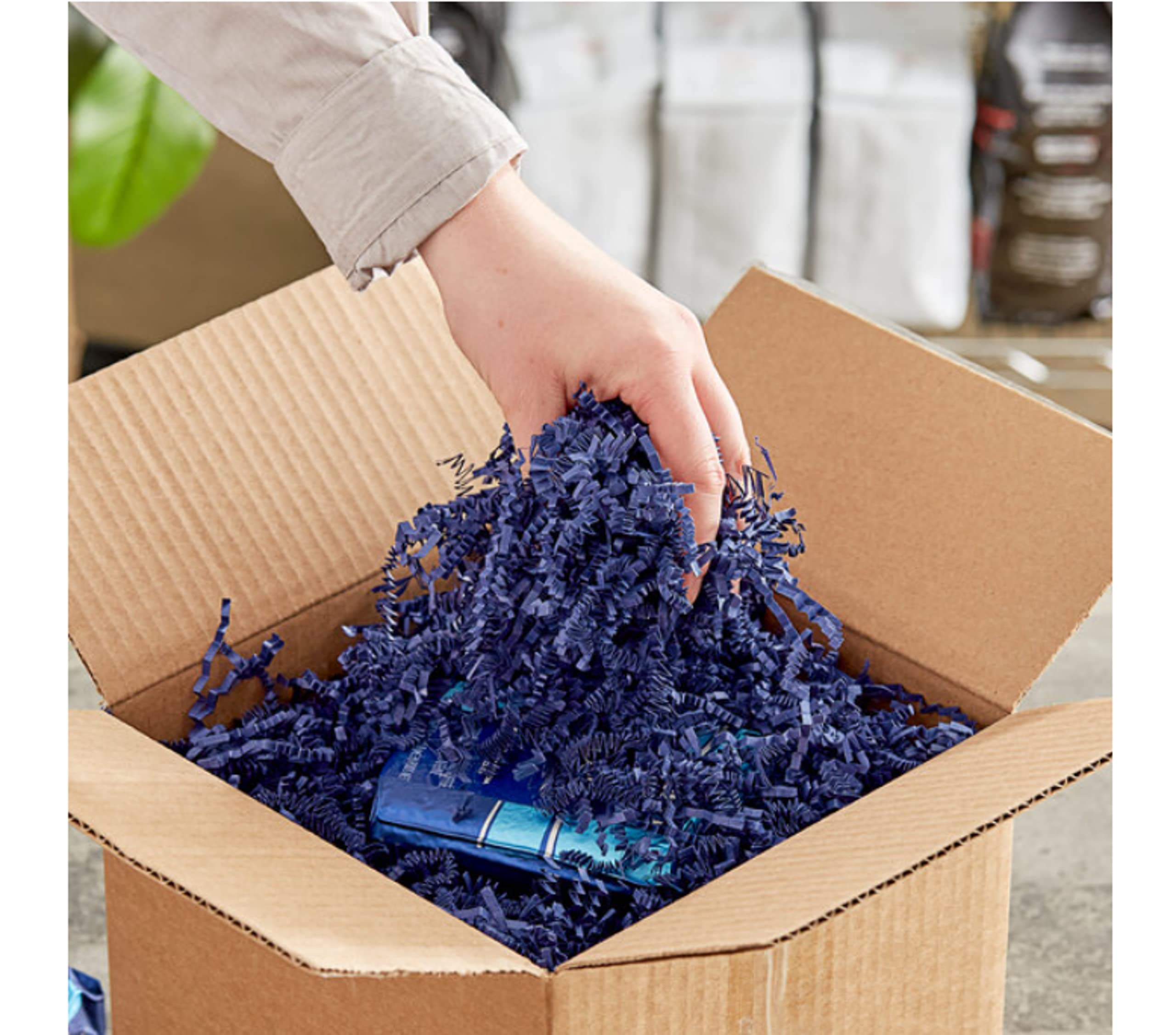 Mozingo 10 LB Crinkle Cut Paper Shred Filler - Bulk Navy Blue Gift Packaging Filler for Gift Bags, Packing Boxes, Baskets & Party Decorations - Perfect for Birthdays, Weddings, Baby Showers & Holiday Gift Wrapping