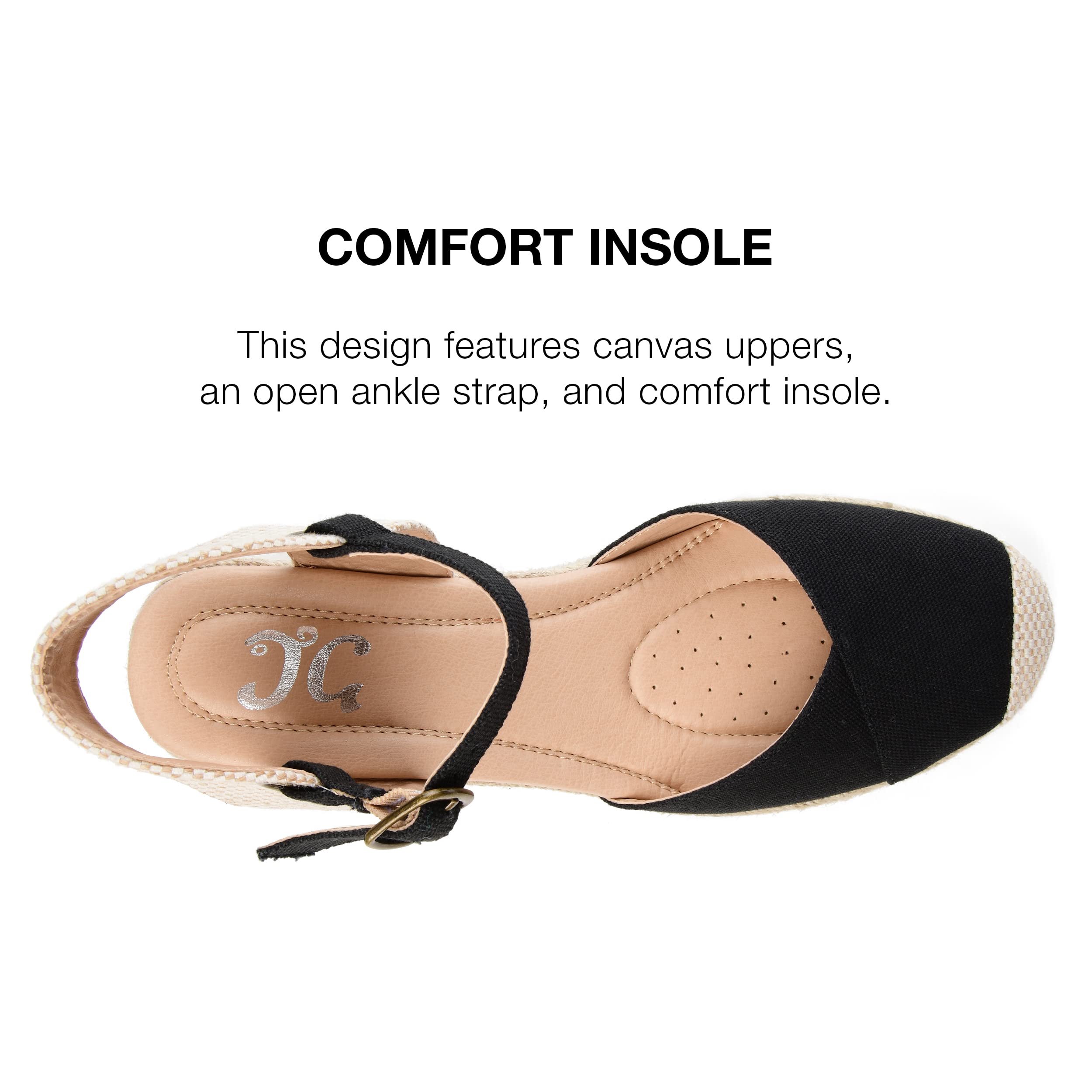 Journee Women's Comfort Foam Ashlyn Espadrille Wedge Sandals - Breathable Summer Casual Shoes for Walking, Beach & Outdoor Activities