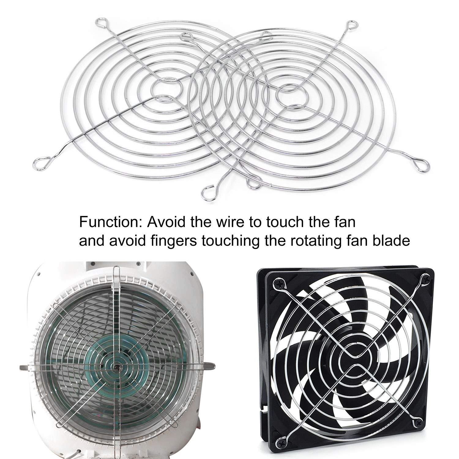 Honbay 4PCS 120mm Computer Case Fan Grills - Metal Fan Guard Protector with Screws for PC Cooling (Silver) | Perfect for Gaming PC, Desktop Computer & Server Case Cooling System