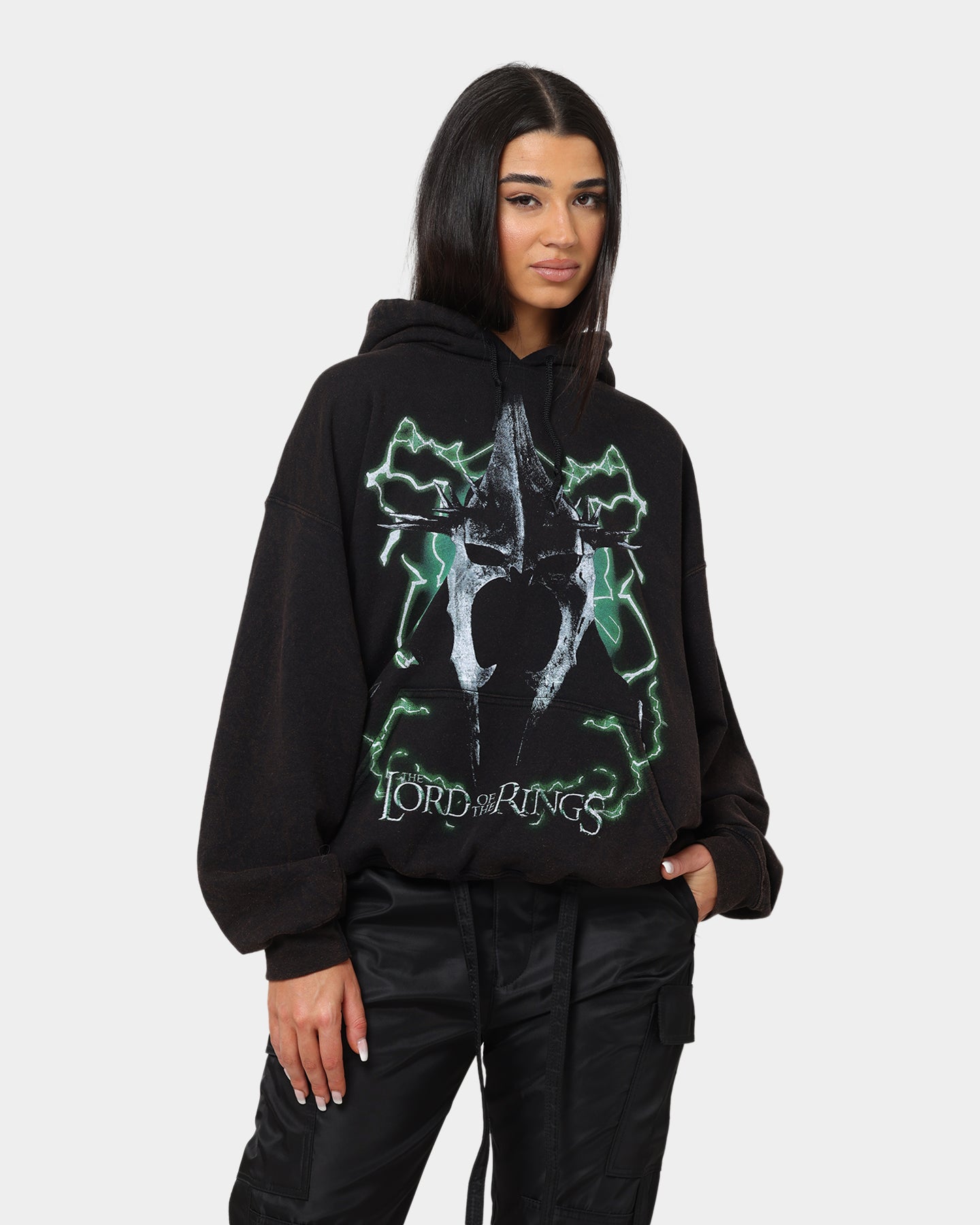 Vintage Lord of the Rings Witch King of Angmar Hoodie - Washed Black | American Thrift | Perfect for Cosplay, Halloween & Fantasy Fans