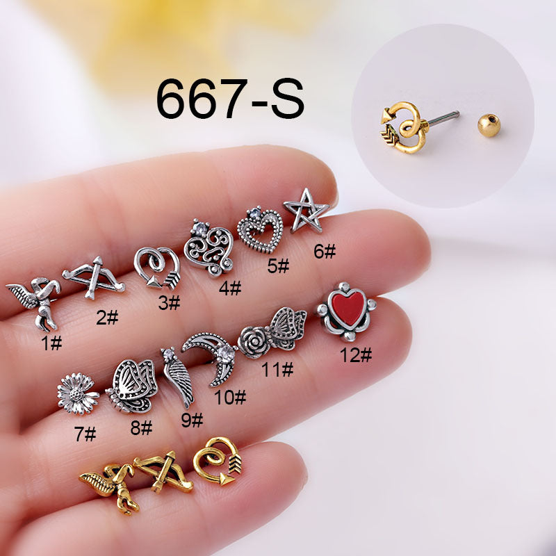 20G Cartilage Tiny Stud Earrings - Vintage Flat Back Earrings for Women | HSPJ667 | Perfect for Daily Wear, Parties & Gifts