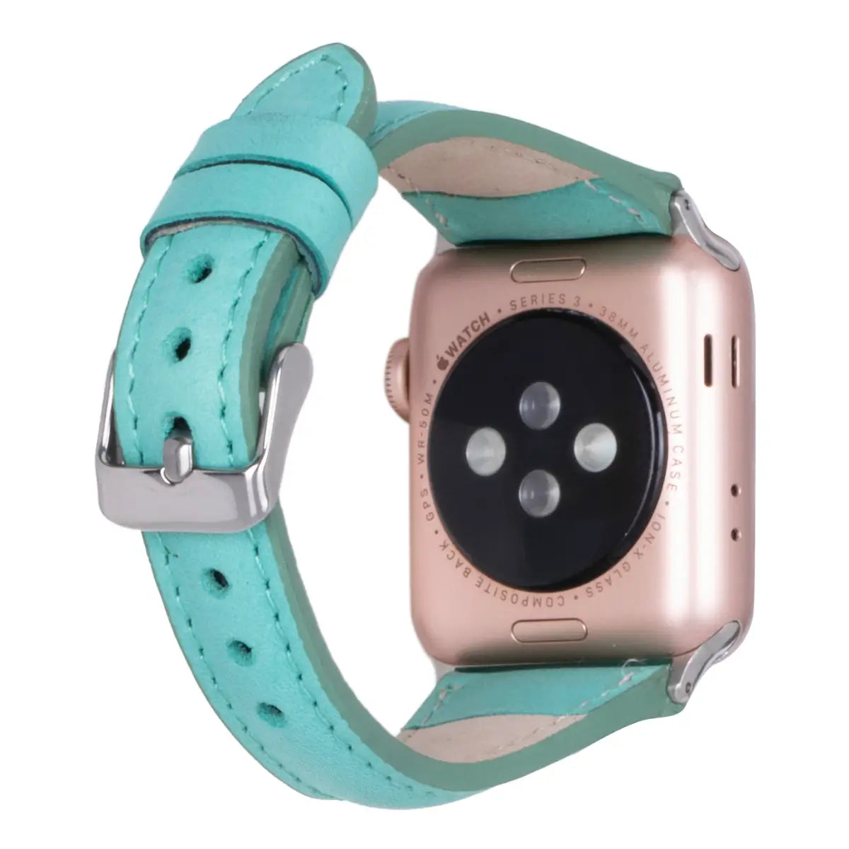 Premium Mint Blue Genuine Leather Slim Apple Watch Band - Stylish & Comfortable for Workouts, Office & Everyday Wear