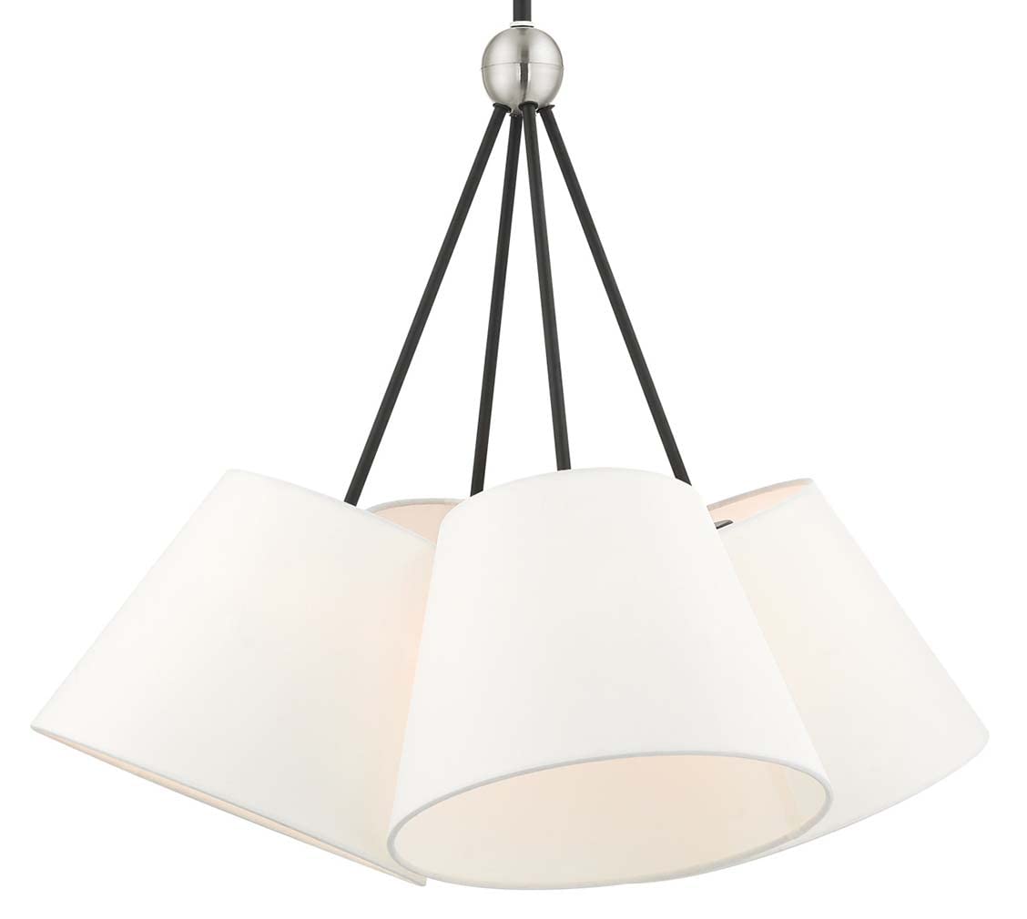 Livex Lighting 40564-04 4-Light Black Chandelier with Shades - Elegant Dining Room Ceiling Light Fixture for Home Decor