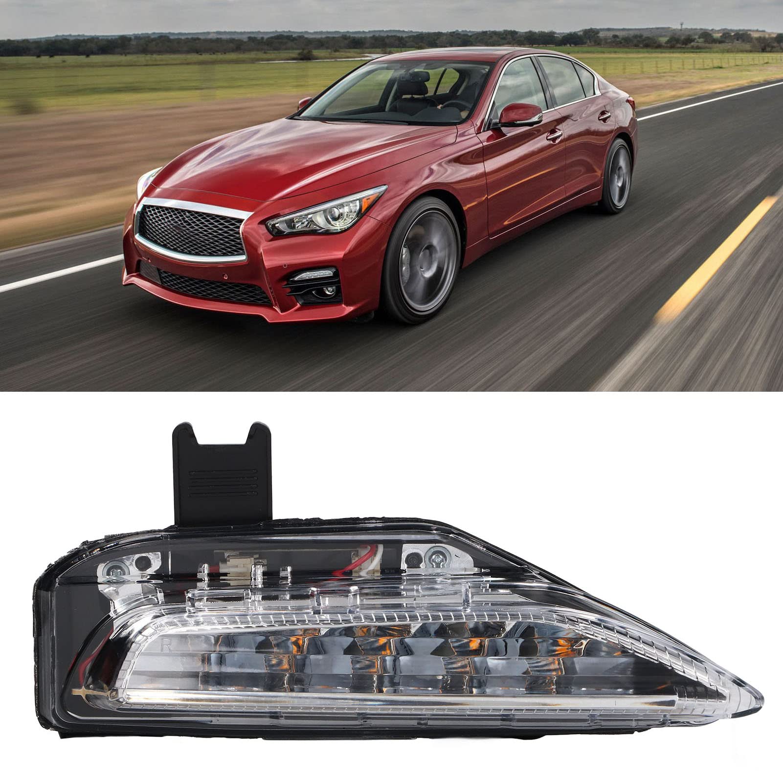 Infiniti Sport 2014-2019 Right Bumper Fog Light & DRL Replacement - High Visibility Daytime Running Lamp with Turn Signal Function for Enhanced Safety in Rainy/Foggy Conditions