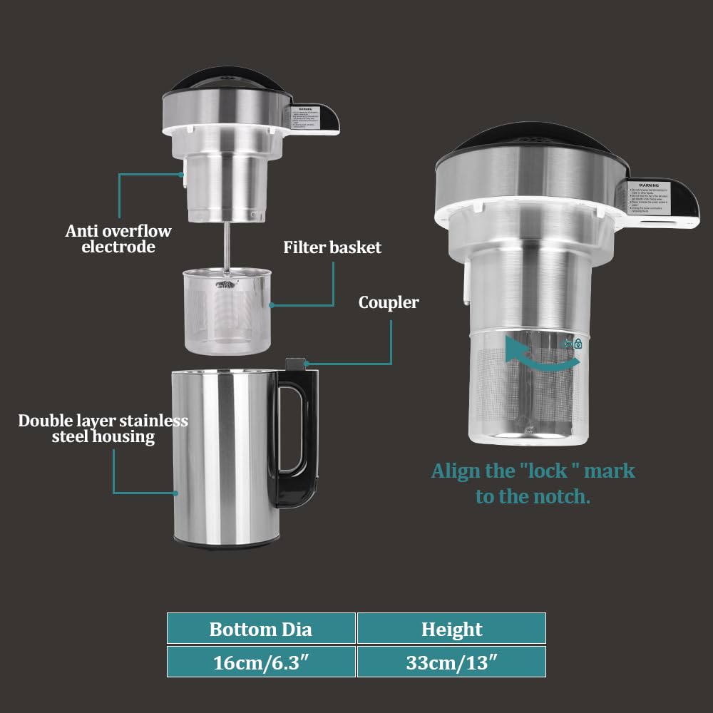 YUEWO Automatic Nut Milk Maker Machine - 7 Modes for Almond, Oat, Soy & Coconut Milk, Soups, Porridges & Smoothies (50oz) - Perfect for Vegan, Dairy-Free & Healthy Lifestyles at Home or Office
