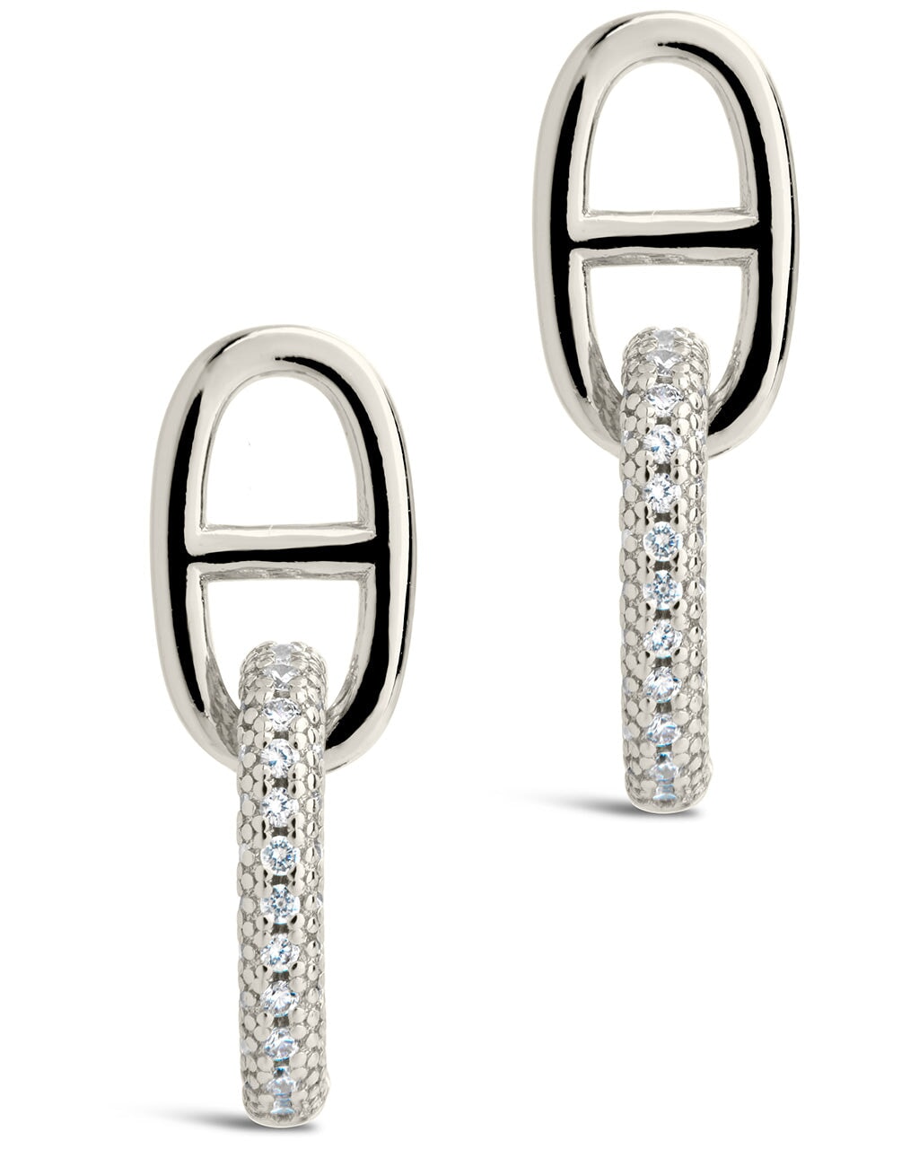 Reina CZ Chain Link Drop Stud Earrings – Elegant Dangling Jewelry for Women, Perfect for Parties, Weddings & Special Occasions