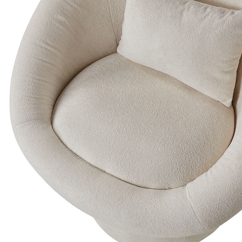 Modern Lamb Wool Swivel Barrel Chair - Cozy Accent Seat for Living Room, Office or Reading Nook - Soft Rotating Lounge Chair with Ergonomic Support