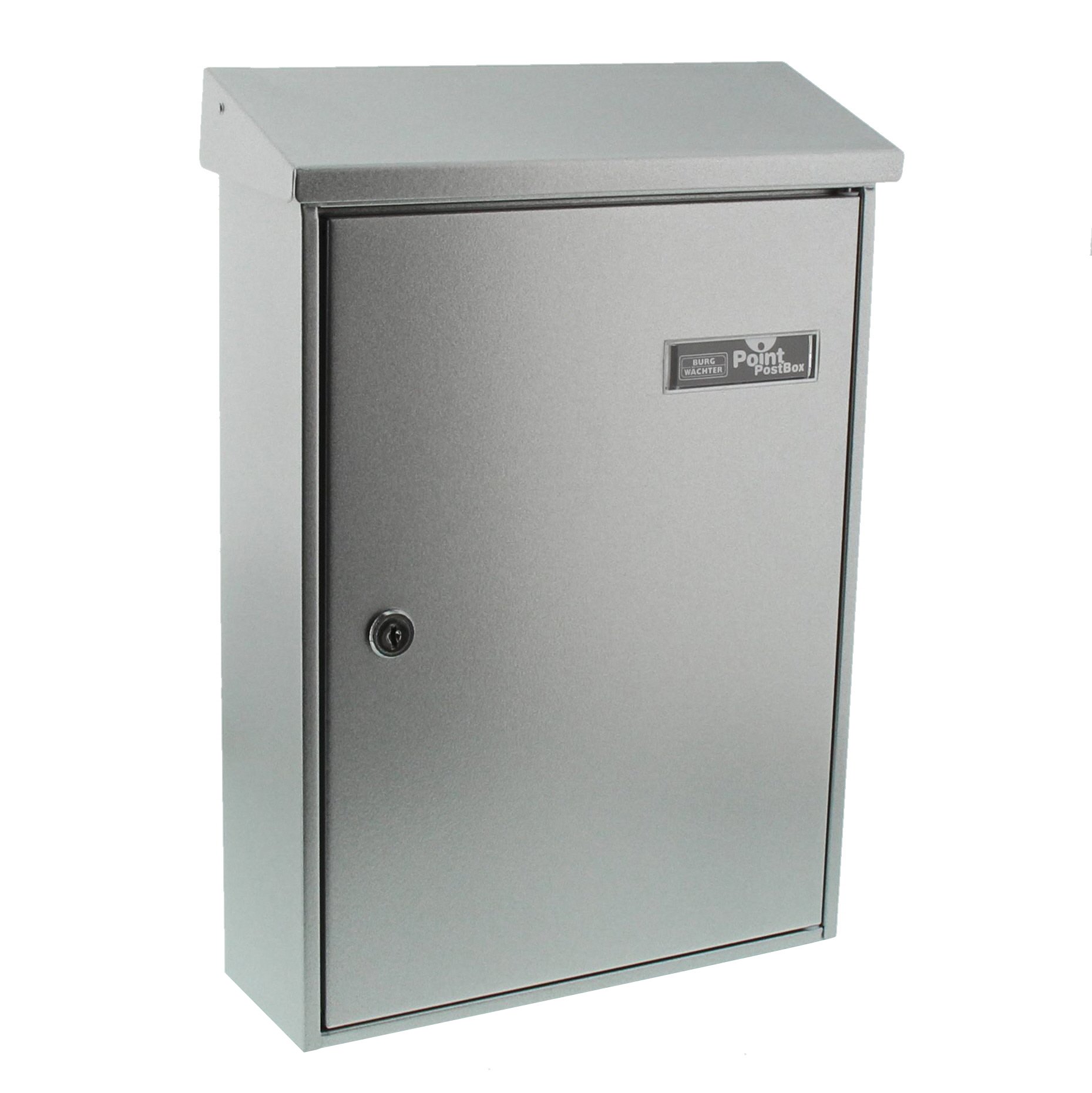 Burg Wächter Letter 5832 SI Iron-Colored Steel Wall Mount Mailbox - Secure & Durable Outdoor Letter Box for Home, Office, or Apartment - Silver Finish