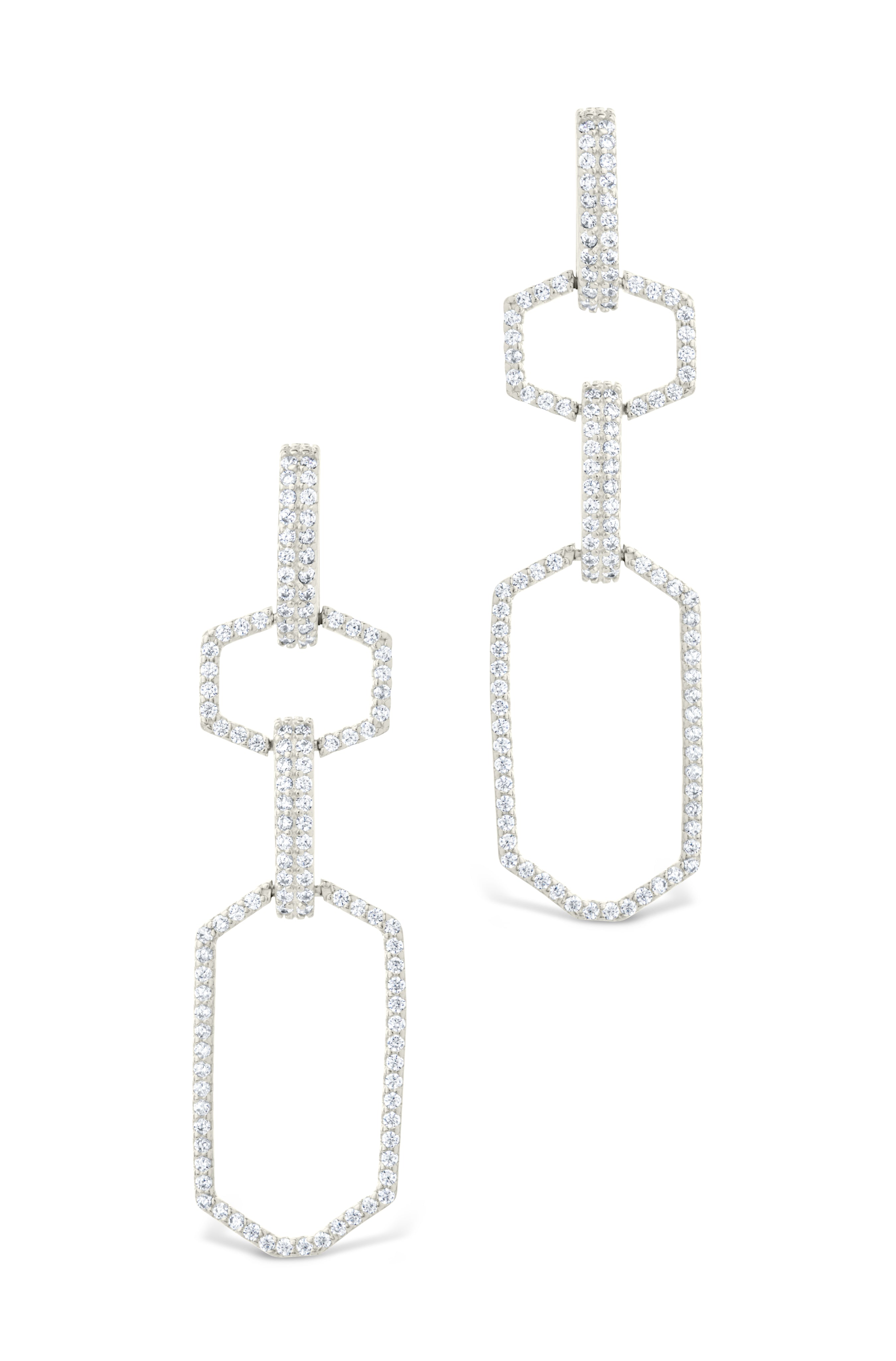 Harlene CZ Chain Link Drop Stud Earrings for Women - Sparkling Cubic Zirconia Dangle Earrings for Party, Wedding & Evening Wear