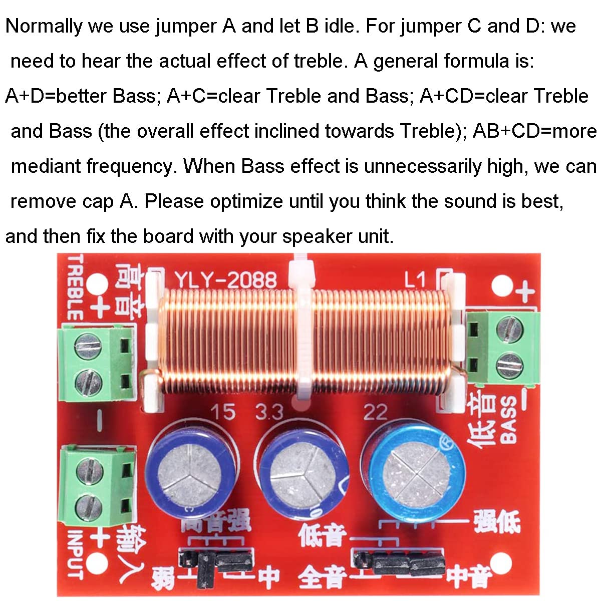 400W 2-Way Speaker Audio Crossover Filter - Adjustable Treble/Bass Frequency Divider for Home Theater & Car Audio System - High Quality Audio Line Crossover for Professional Sound Setup