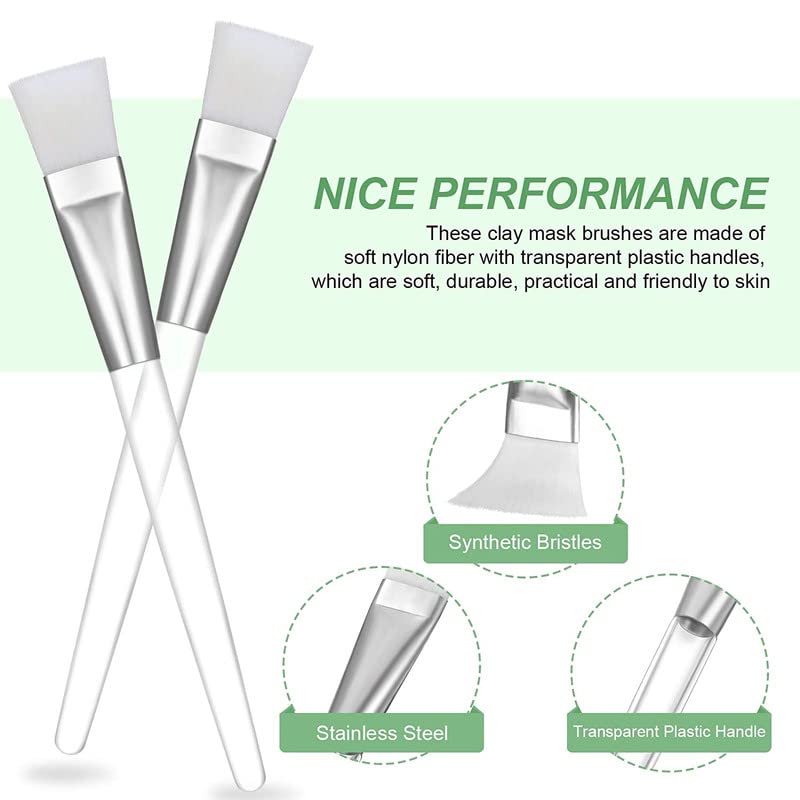 12-Piece Soft Facial Mask Brush Set with Clear Plastic Handle - Skin Care & Body Butter Applicator Tools for Smooth & Even Application (White) - Perfect for DIY Spa, At-Home Facials & Professional Skincare Routines