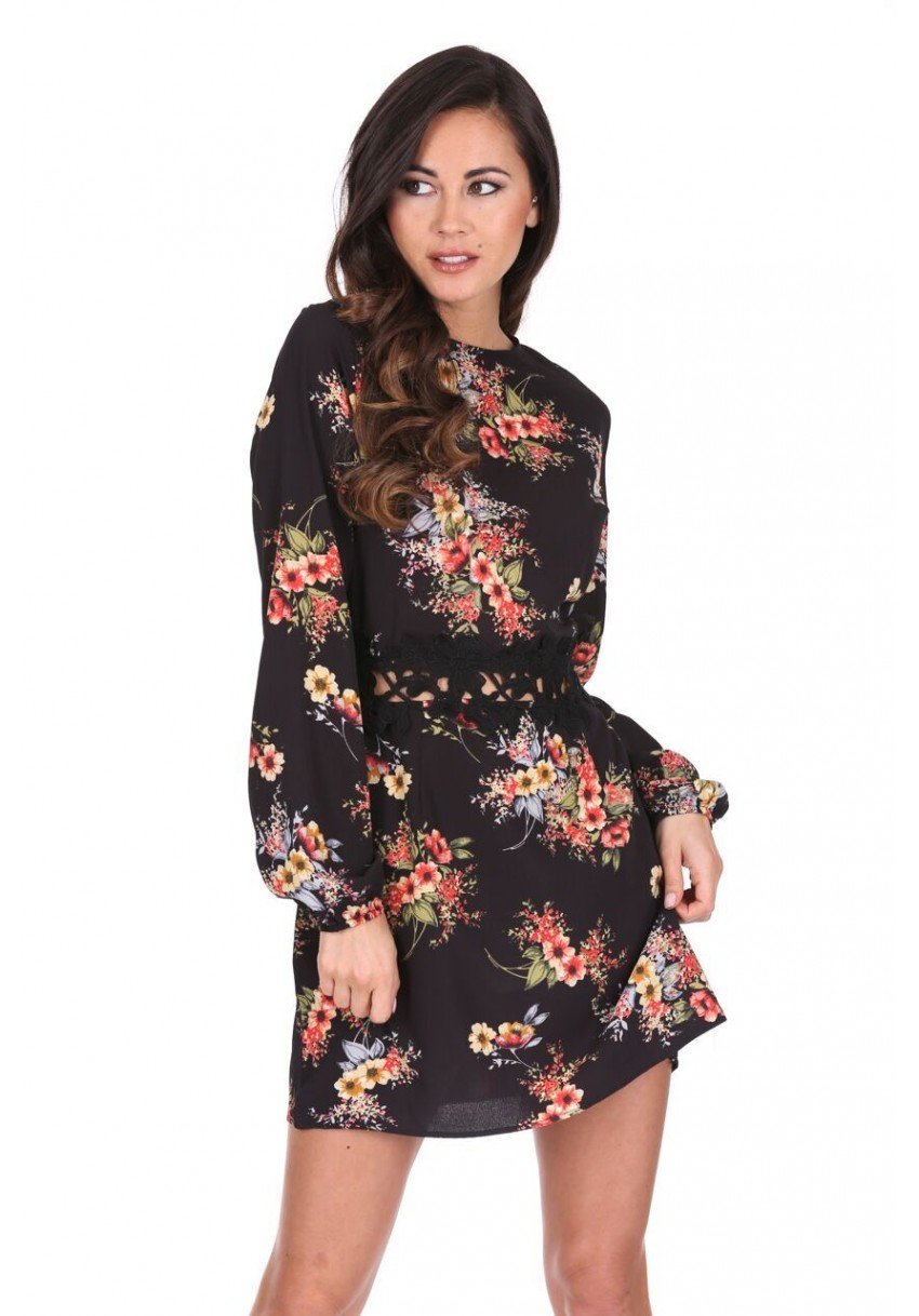 AX Paris Women's Polka Dot Crochet Waist Skater Dress - Floral Summer Midi Dress for Casual Outings, Date Nights & Beach Vacations