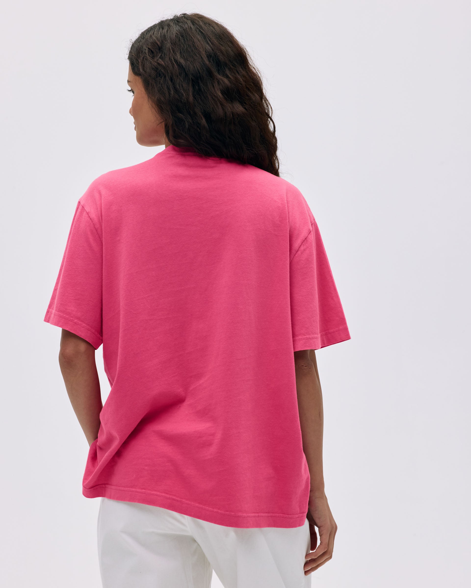 Vintage Wash Lightweight T-Shirt for Women - Hot Pink & Marshmallow White - Casual Summer Vacation Tee for Beach, Travel, and Everyday Wear