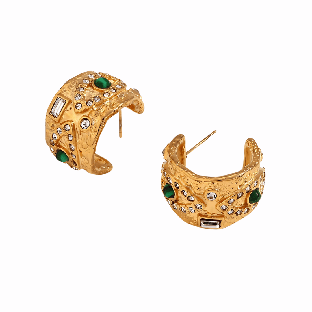 18K Gold Evil Eye Turkish Thick Huggie Hoop Earrings for Women – Stylish Protection Jewelry Gift for Birthday, Wedding, Party & Everyday Wear | JDE002