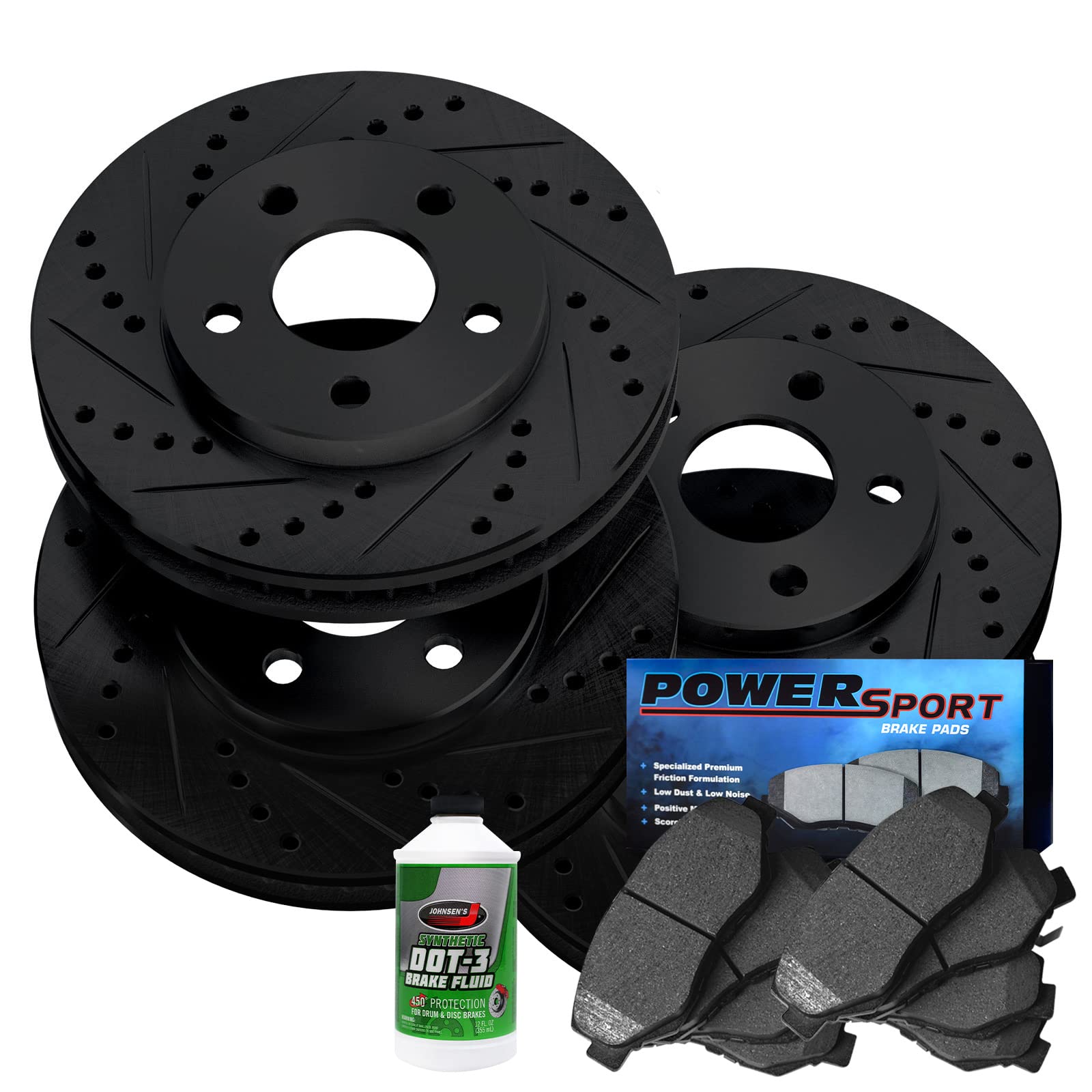 Premium Power Sport Front & Rear Brake Pads and Rotors Kit - Heavy Duty Braking System BBCC.65143.04 for Motorcycles, ATVs & Off-Road Vehicles - Perfect for Racing, Trail Riding & Performance Upgrades