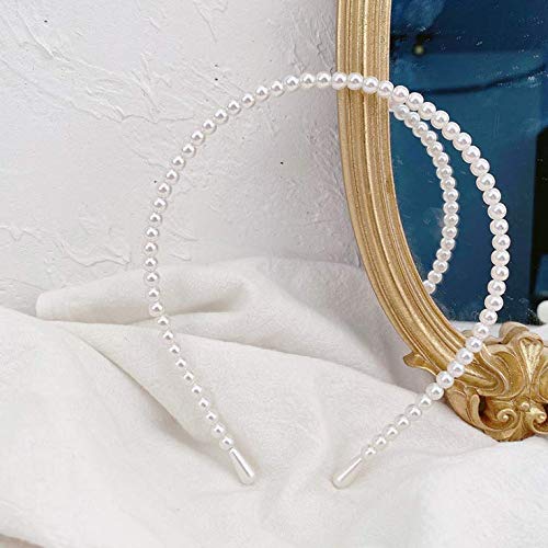 KDDOM 3-Piece White Faux Pearl Rhinestone Headbands for Women & Girls - Elegant Wedding Hair Accessories, Bridal Hair Hoops for Special Occasions & Daily Wear