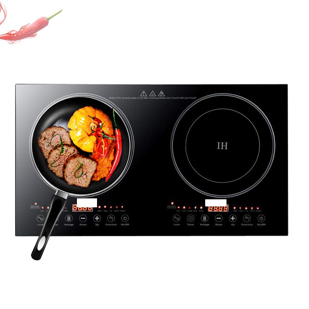 2400W Double Burner Induction Cooktop with Vitro Ceramic Glass - 1200W+1200W Electric Stove for Cast Iron Pans | Portable Countertop Cooking with Legs | Perfect for Home Kitchen, Dorm, RV & Outdoor Use