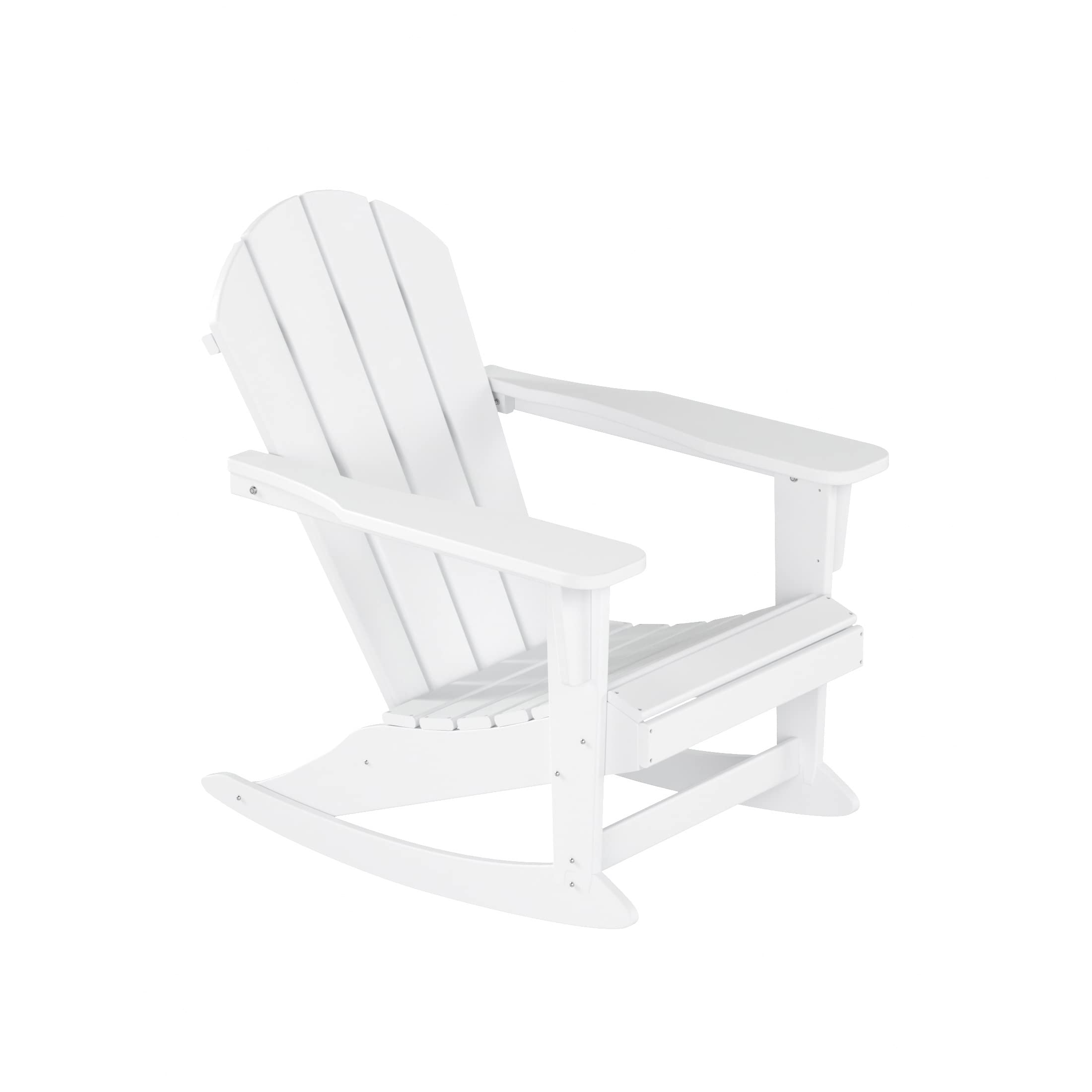 WO Home Furniture 3-Piece Patio Rocking Chair Set - Classic HDPE Outdoor Rocking Chairs for Porch, Garden & Backyard (White) - Perfect for Relaxing, Sunbathing & Outdoor Gatherings