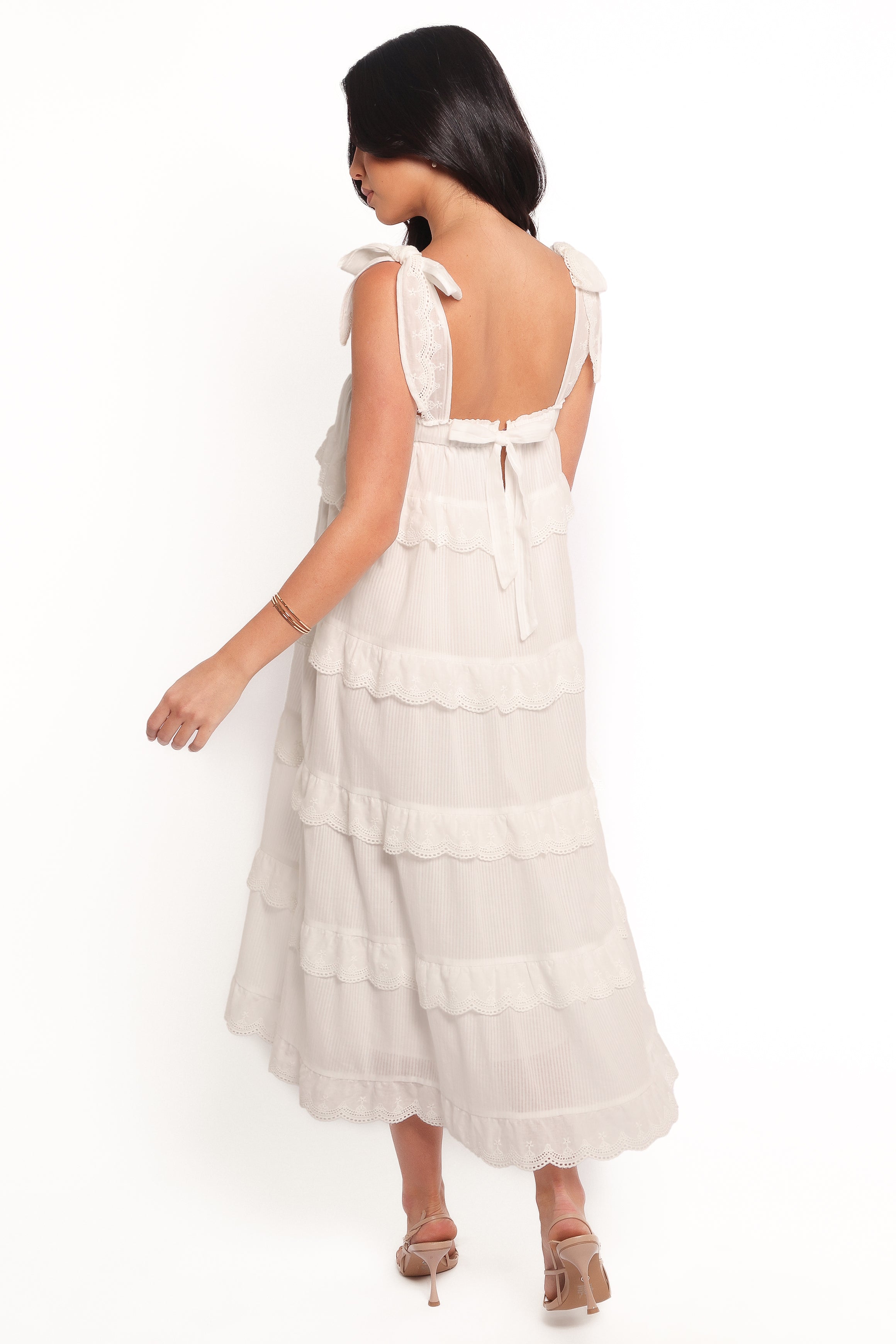 Harriette Midi Dress - Flowy White Summer Dress for Women | Perfect for Beach, Brunch & Date Nights