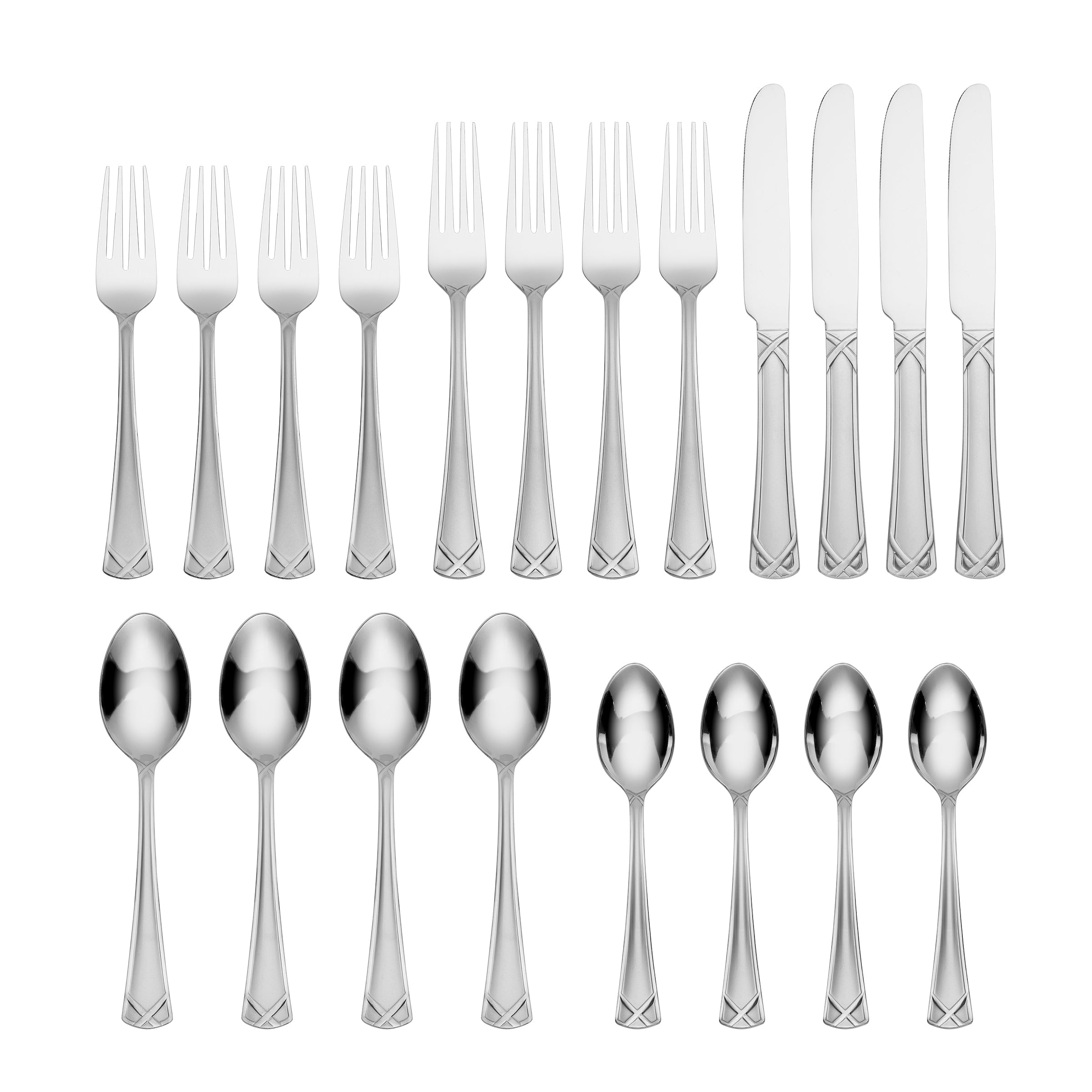 Premium Evansville Frosted 20-Piece Stainless Steel Flatware Set - Elegant Silverware for Everyday Dining, Dinner Parties & Gift Giving