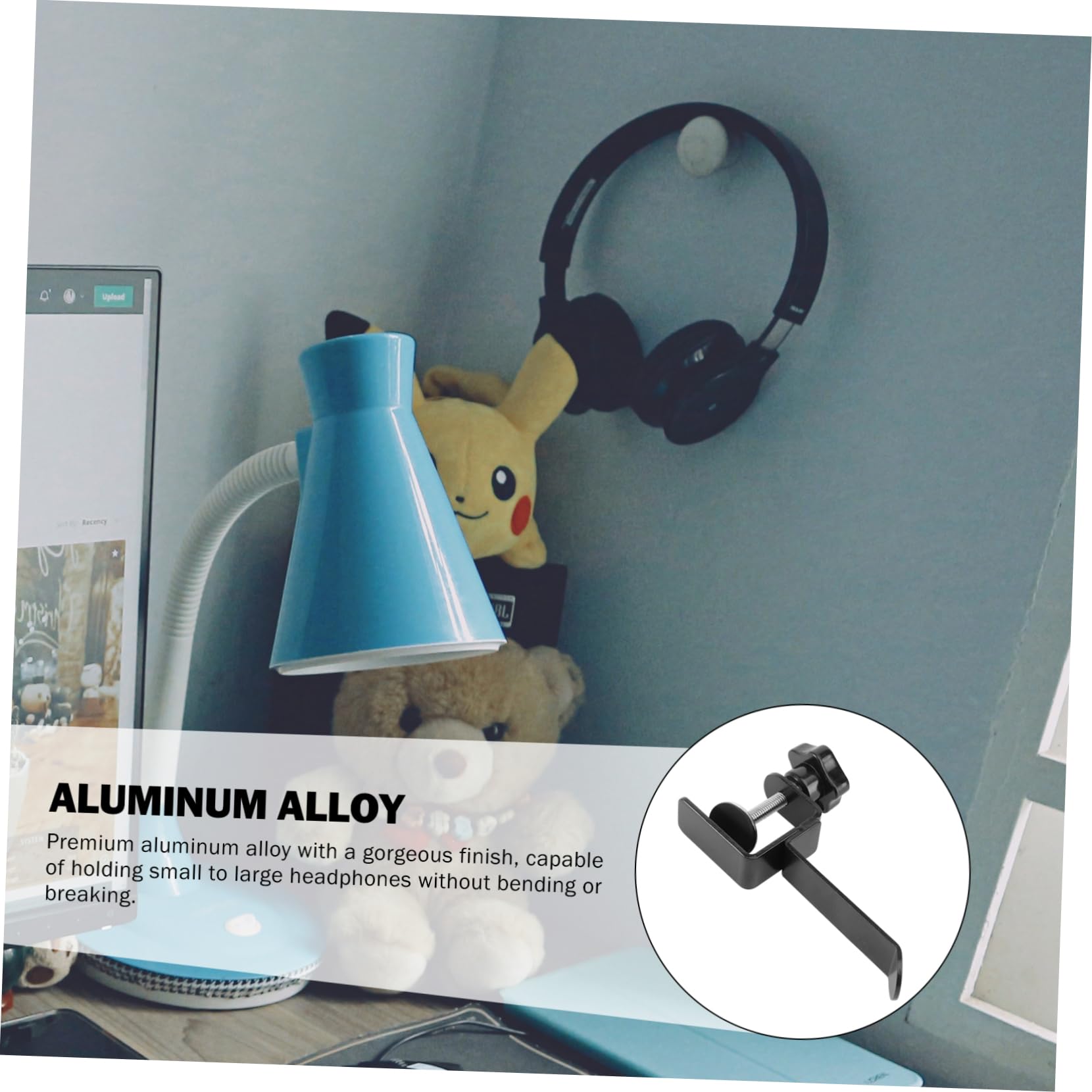 OSALADI Modern Desk Headphone Stand - Durable Aluminum Alloy Headset Holder with Universal Fit | Perfect for Office, Gaming Setup & Home Workspace Organization