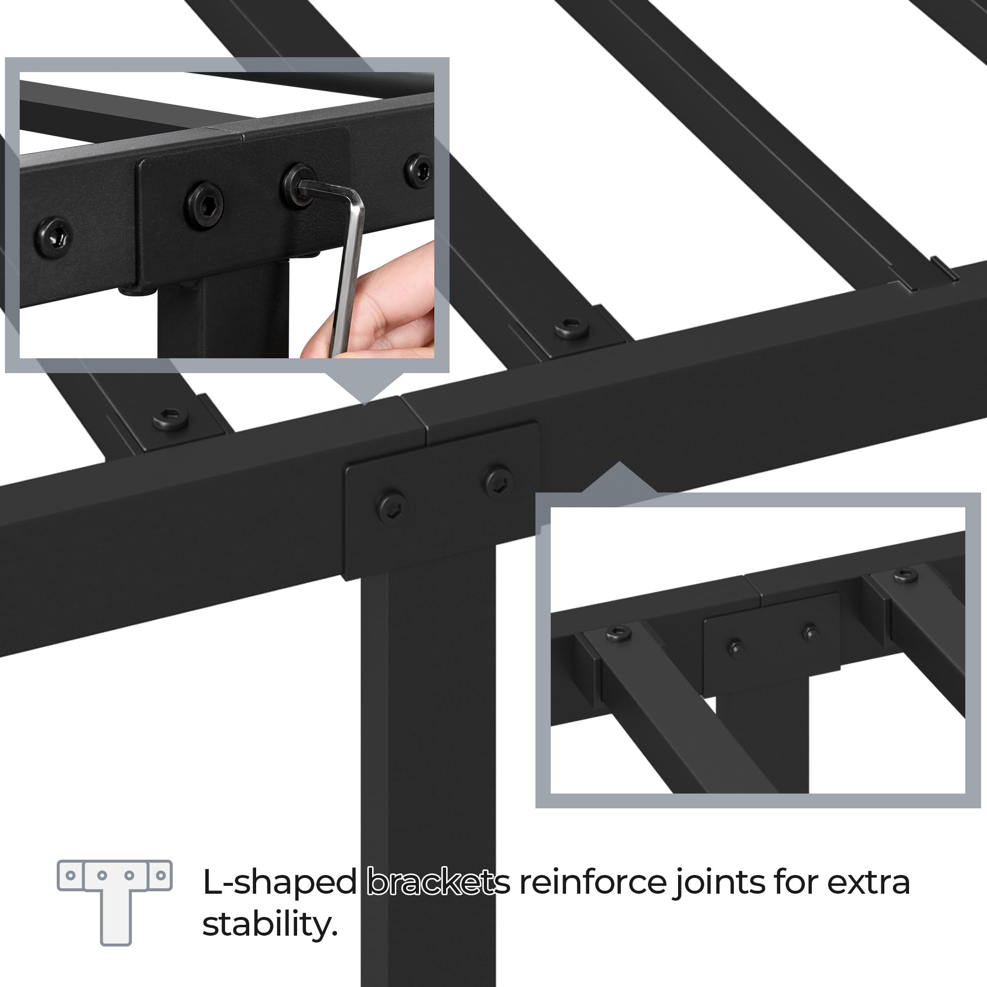 Yaheetech Full Metal Platform Bed Frame with Headboard & Footboard - Queen Size, No Box Spring Needed, Sturdy Steel Slats, Under Bed Storage - Modern Black Bedroom Furniture for Small Spaces & Apartments