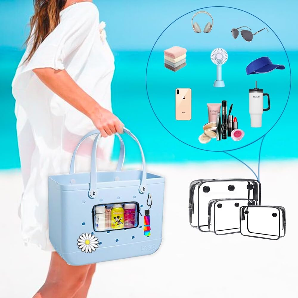8-Pack Bogg Bag Accessories Set - Clear Pouch, Hooks & Charm for Beach & Travel