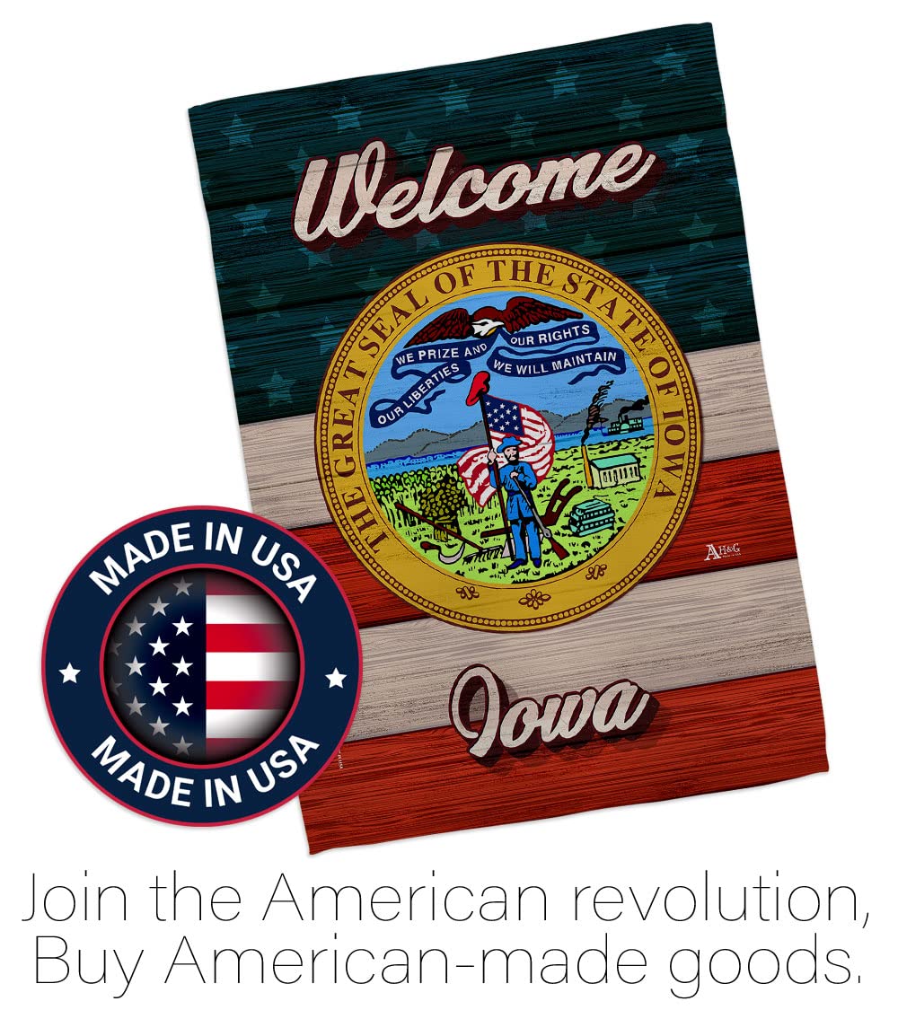 Americana Home & Garden Welcome Iowa House Flag - Double-Sided USA Made Decorative Banner for Front Yard, Garden & Patio - Perfect for State Pride & Outdoor Decor