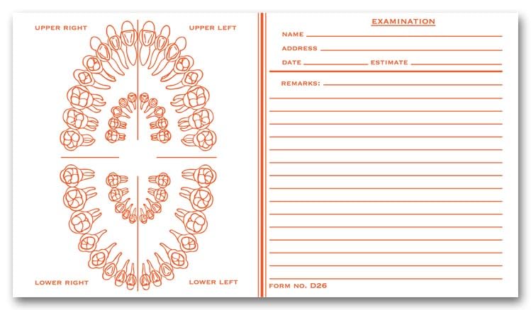 Dental Exam Record Slips - Unnumbered Teeth Forms 4.5 x 8 Inches (Pack of 500) | Perfect for Dental Clinics, Orthodontic Practices & Patient Documentation
