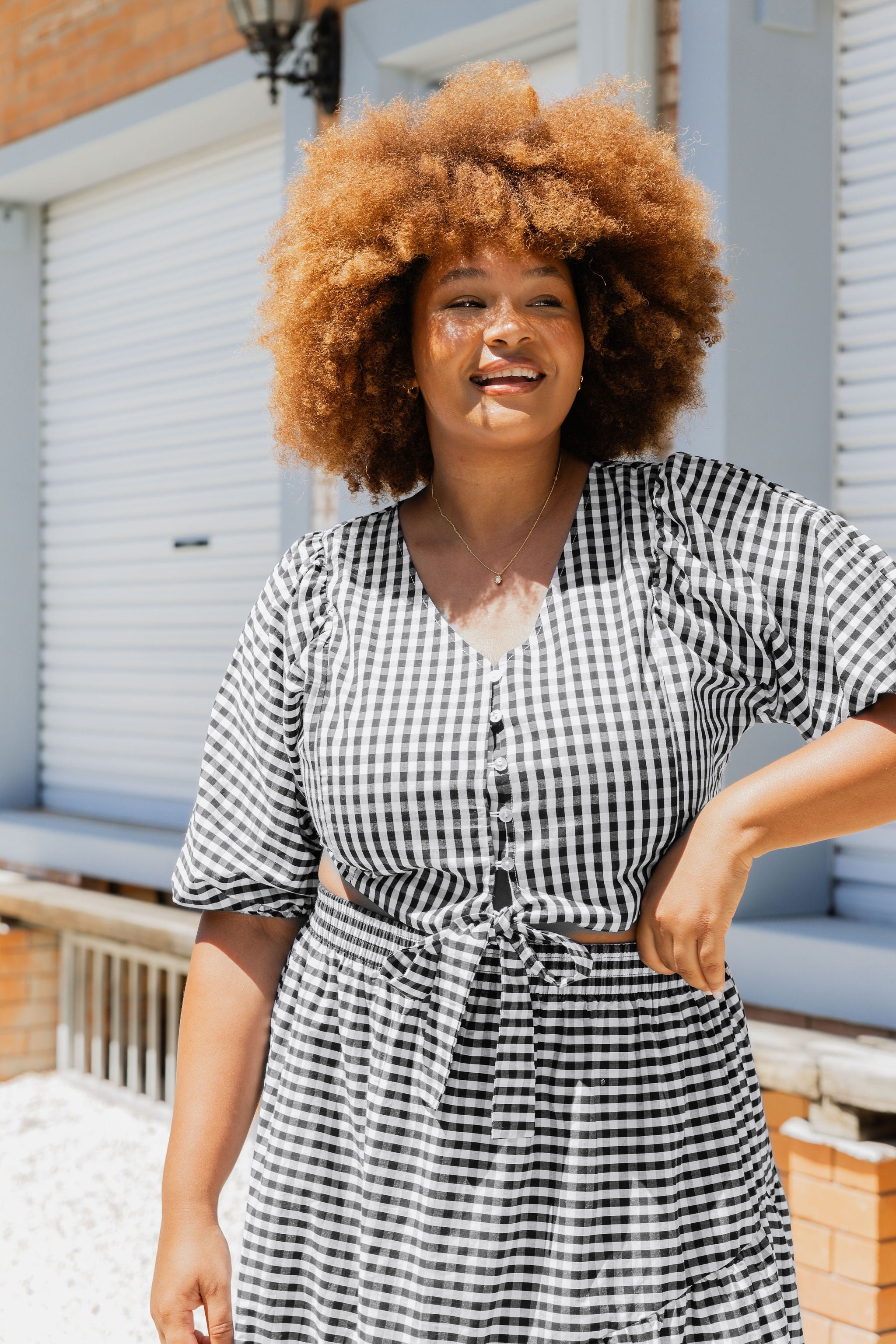 Penelope Top - Black & White Gingham Checkered Blouse for Women | Casual Summer Tops for Outing, Dating & Office Wear