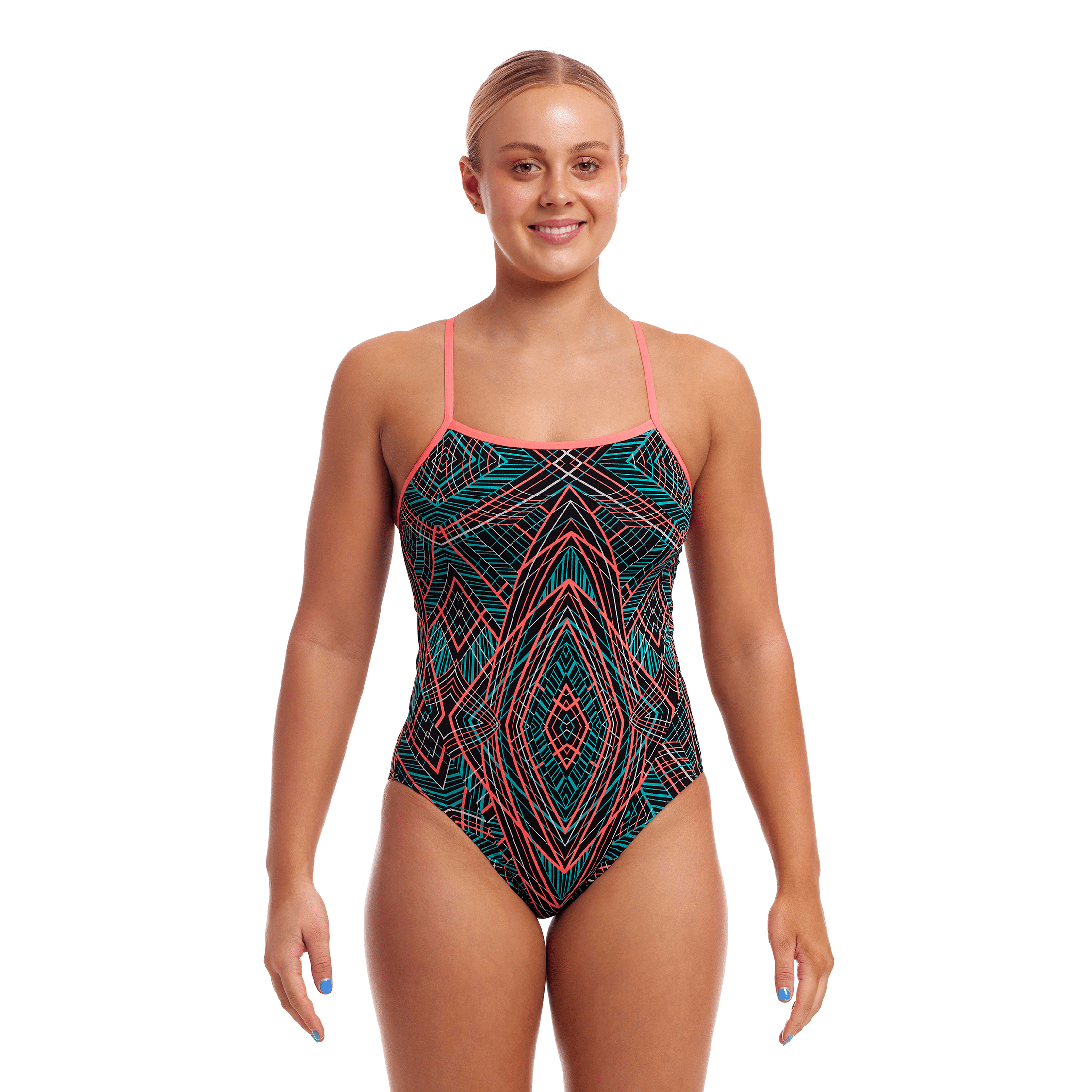 Funkita Spiro Mint Women's One-Piece Swimsuit - Secure Fit for Swimming, Surfing & Beach Activities