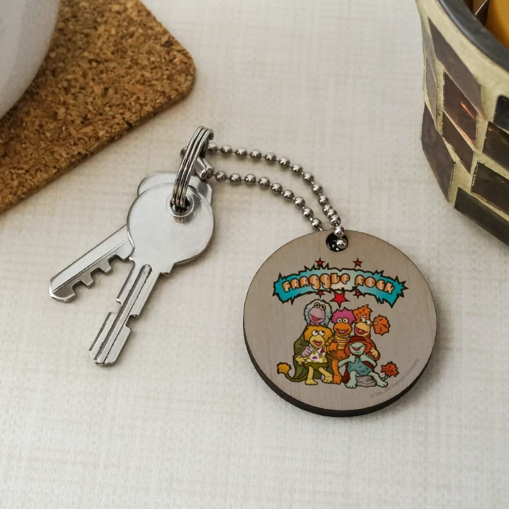 Fraggle Rock Cartoon Wooden Round Keychain - Vintage Cartoon Key Ring for Fans - Perfect for Gifts, Collectibles, and Key Organization
