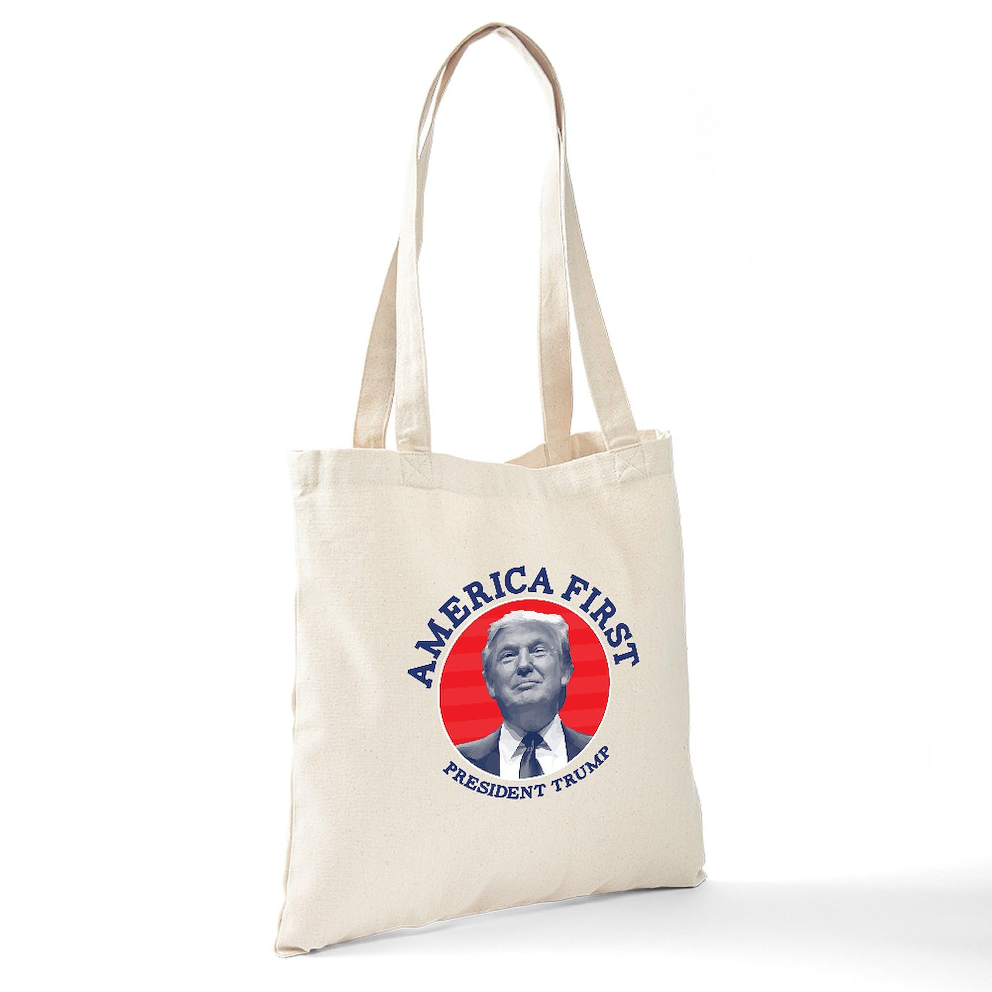 America First Tote Bag - Natural Canvas Reusable Shopping Bag for Groceries, Beach & Everyday Use | Patriotic Eco-Friendly Tote