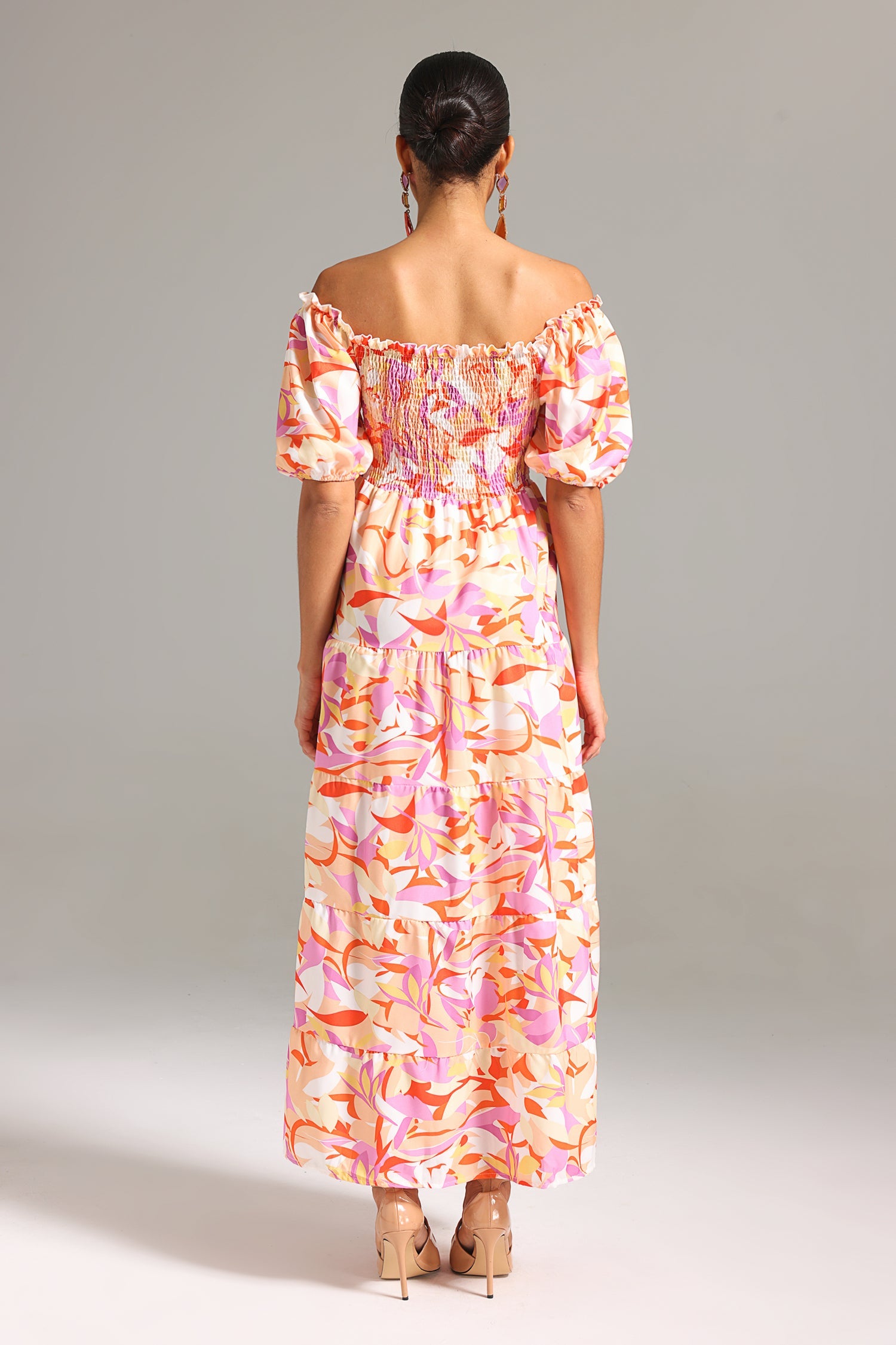 Encho Women's Off Shoulder Printed Maxi Dress - Floral Summer Beach Dress for Vacation, Party, and Date Night