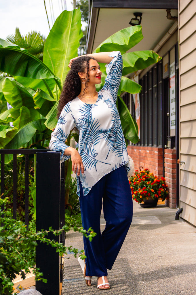Dorothy Top - Stylish Women's Blouse with Palm Print | Perfect for Casual Outings, Beach Vacations & Summer Fashion