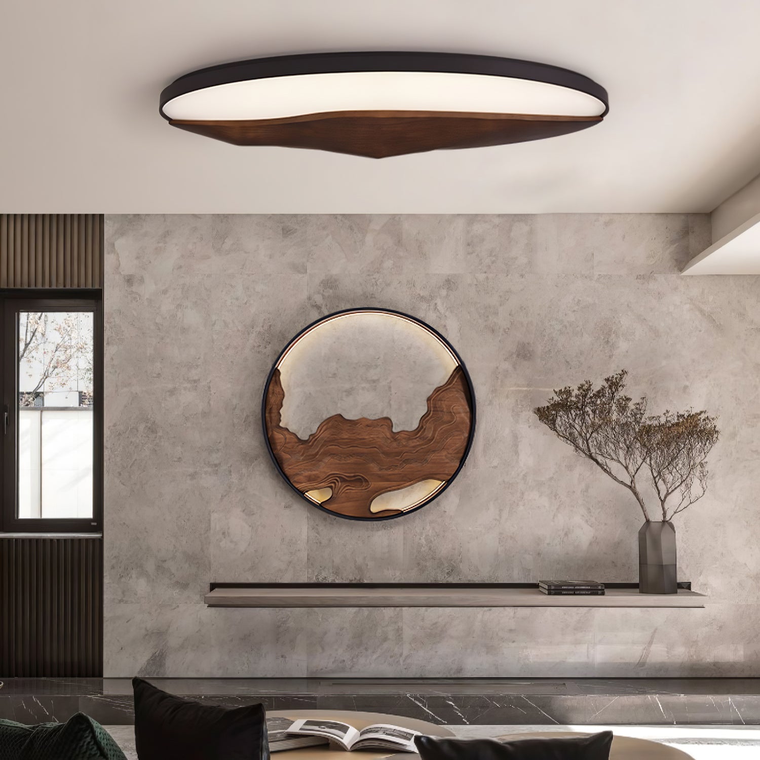 Half Mountain Ceiling Lamp - Modern Nordic Style LED Hanging Light for Living Room, Bedroom, Dining Room - Perfect for Home Decor and Ambient Lighting