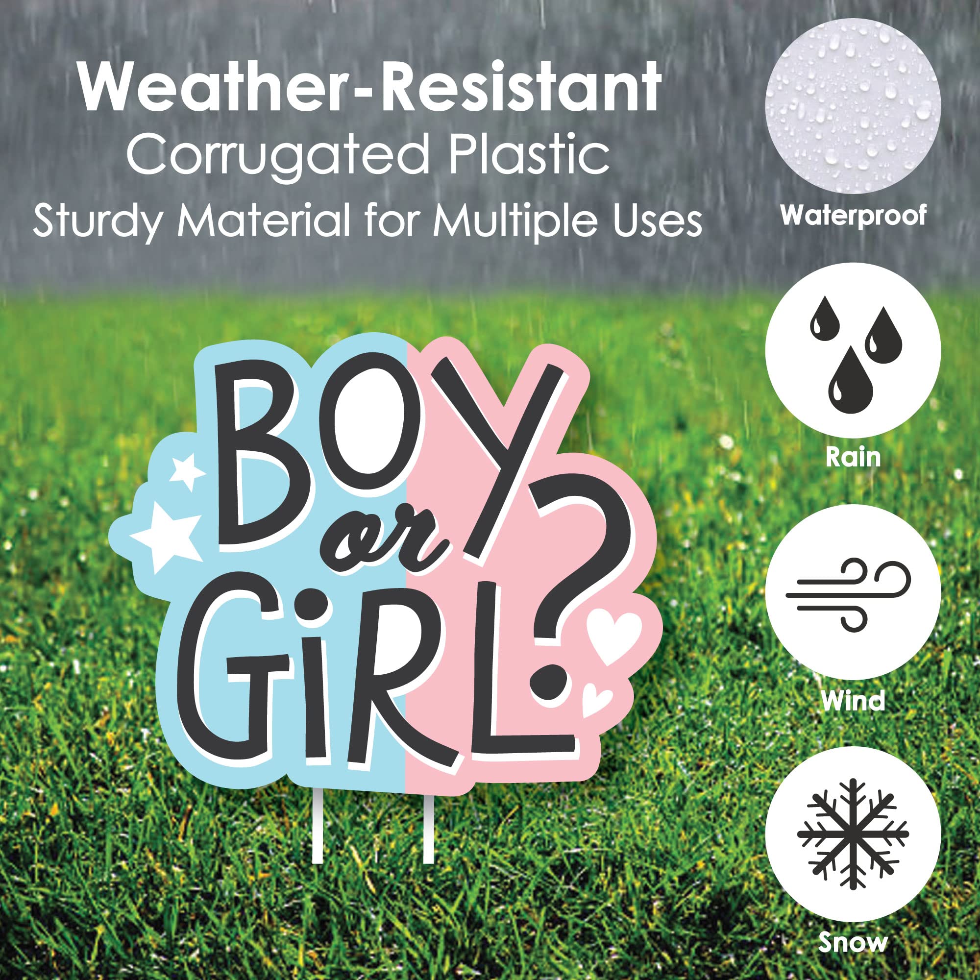 Big Dot of Happiness Baby Gender Reveal Lawn Decorations - Outdoor Boy or Girl Party Yard Signs - 10-Piece Set for Gender Reveal Party, Baby Shower & Backyard Celebration
