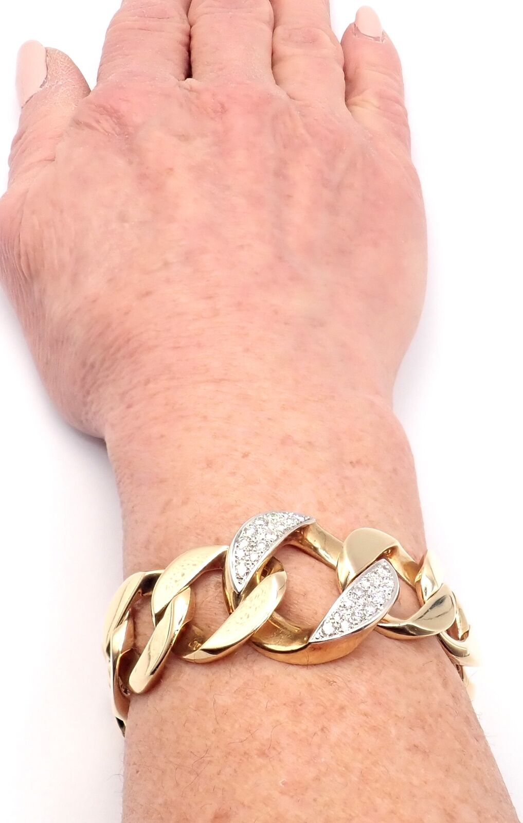 Vintage Tiffany & Co 14k Yellow Gold Diamond Heavy Curb Link Bracelet - Luxury Jewelry Gift for Women, Perfect for Weddings & Special Occasions