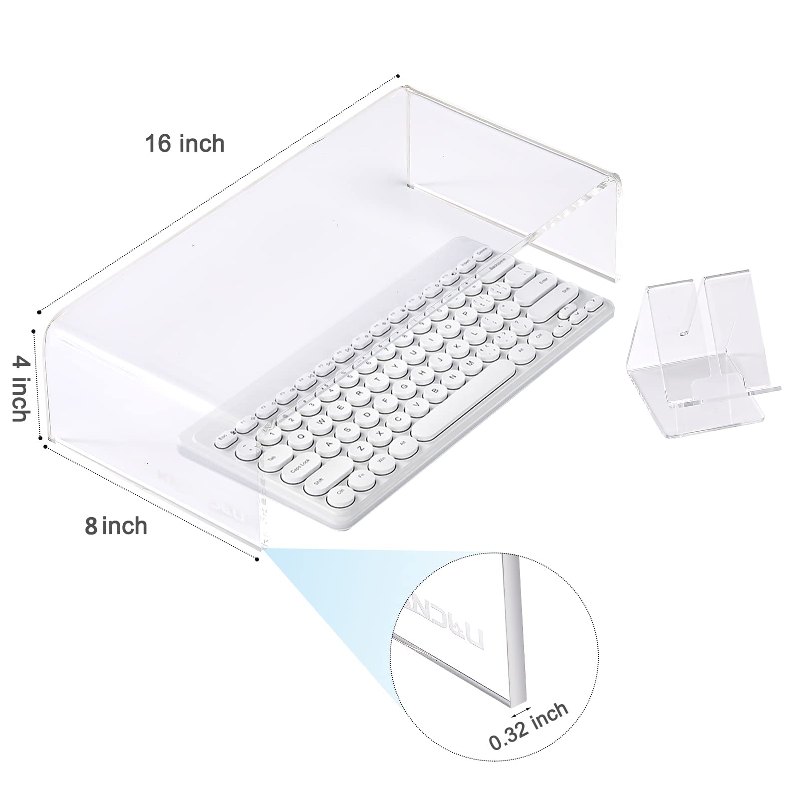 Premium Clear Acrylic Monitor Stand & Laptop Riser - 16