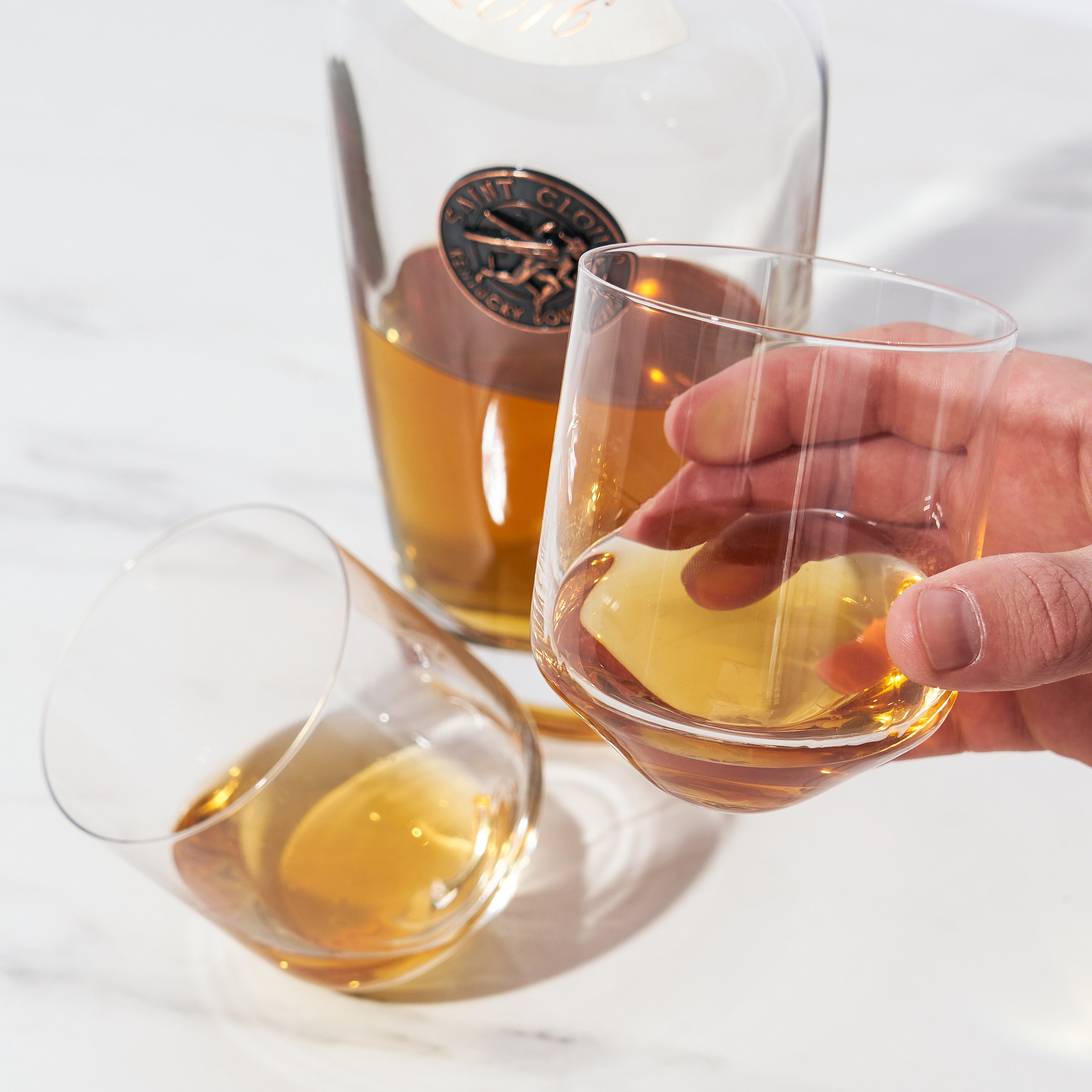 Premium Rolling Crystal Whiskey Glasses Set of 2 - Elegant Whiskey Tumbler Rocks Glasses for Bourbon, Scotch & Cocktails - Perfect for Home Bar, Gifts & Dinner Parties