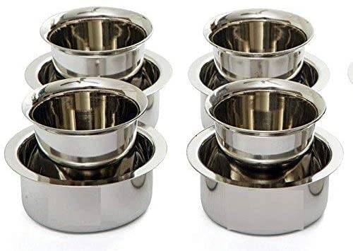 Premium Stainless Steel Tumbler Set of 4 - Traditional South Indian Coffee Glasses | Durable Dabara Cups for Hot & Cold Beverages | Perfect for Chai, Filter Coffee, Milk & Juice