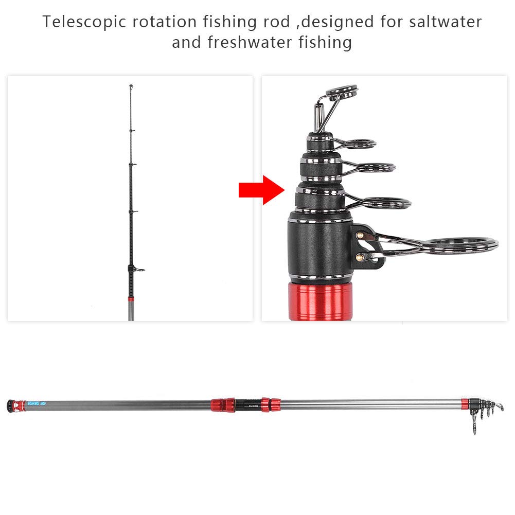 Premium 4.2M Carbon Fiber Telescopic Fishing Rod - Saltwater & Freshwater Spinning Rod with Rotating Mechanism | Ideal for Travel, Camping, and Shore Fishing Adventures