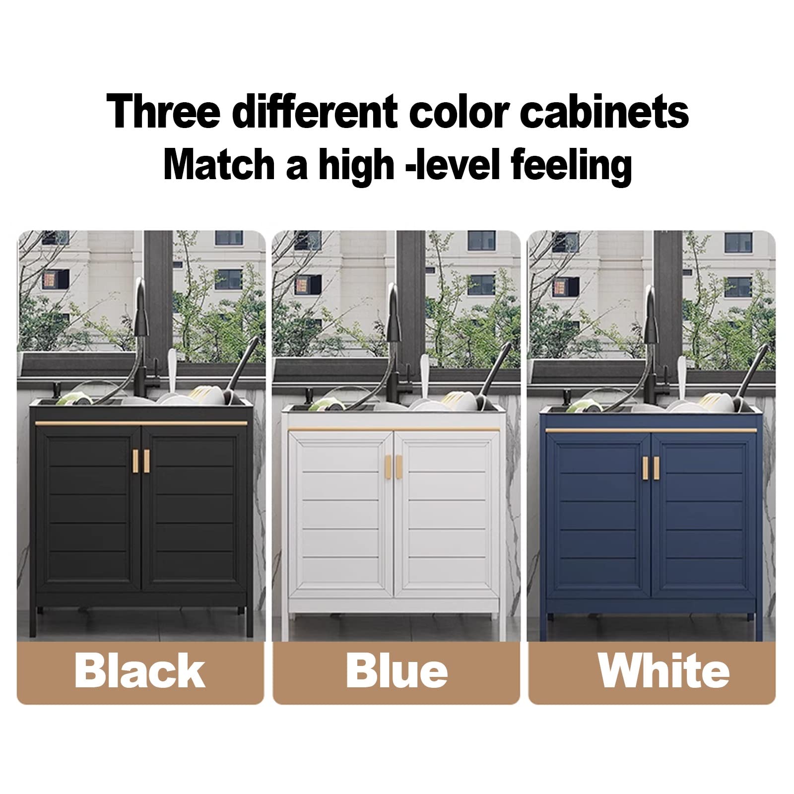 Stainless Steel Utility Sink with Cabinet - Commercial Grade 1-Compartment Kitchen/Laundry Sink for Garage, Workshop & Pet Washing Station | Durable Freestanding Design with Faucet | Blue Multi-Functional Sink for Industrial & Home Use