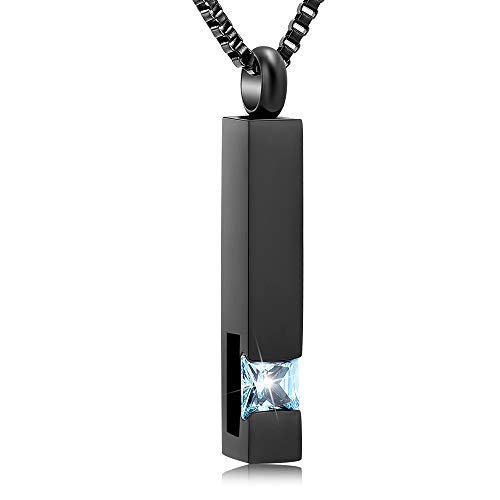 **Crystal Bar Cremation Urn Jewelry – Birthstone Memorial Necklace for Ashes | Keepsake Pendant for Women & Men | Funeral, Remembrance & Everyday Wear**