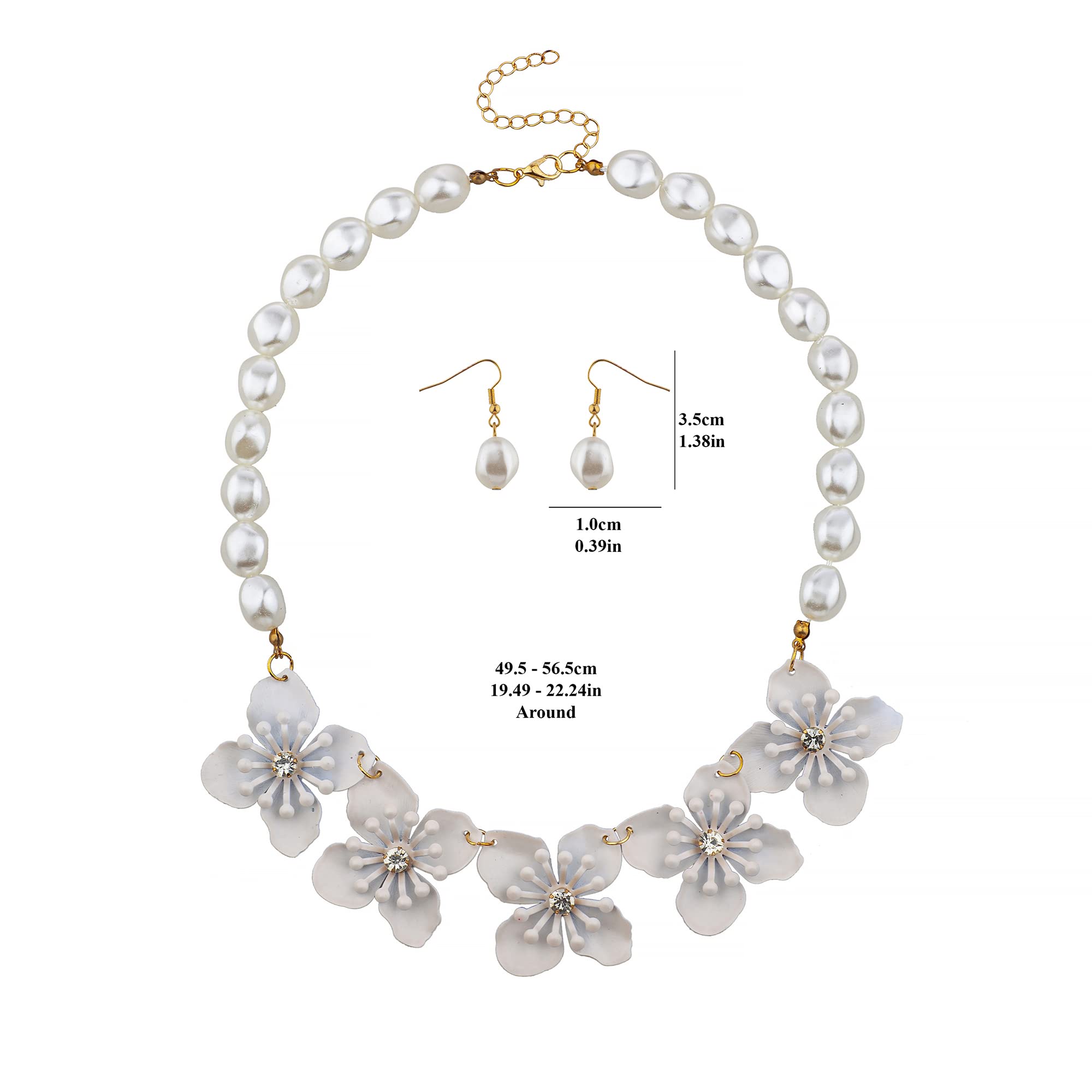 Nicole Miller Pearl Beaded Necklace & Earrings Set - Elegant White Floral Jewelry for Parties & Weddings