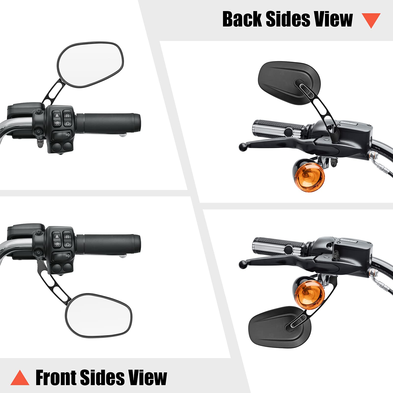 8MM Rear View Side Mirrors for Motorcycle - Hollow Handlebar Mount Mirrors Gloss Black - Compatible with Harley Sportster, Dyna, Softail, Touring, Electra, Street Glide, Road Glide, Road King - Perfect for Enhanced Safety and Style on Cruiser Bikes